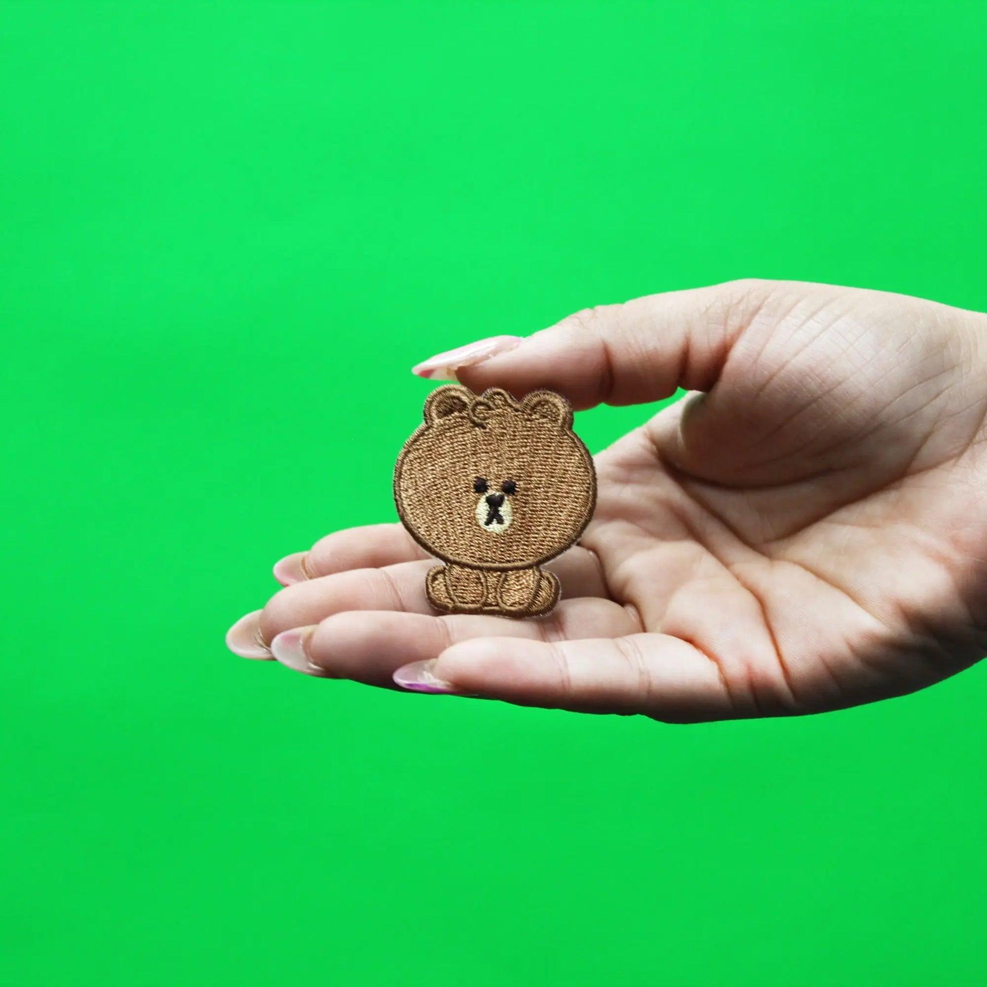 Line Friends Brown Mini Brown Patch Full Body Sitting Embroidered Iron On