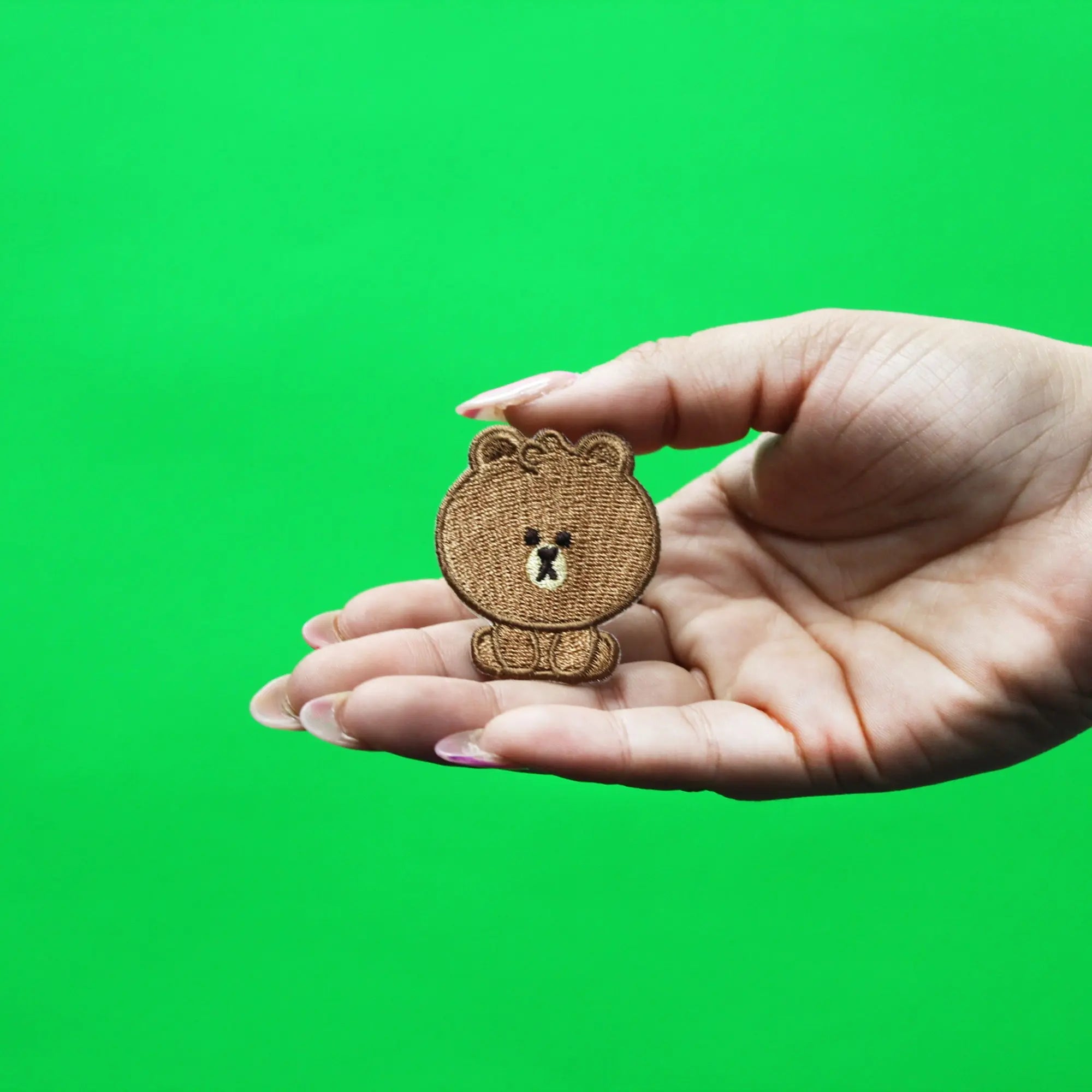 Line Friends Brown Mini Brown Patch Full Body Sitting Embroidered Iron On