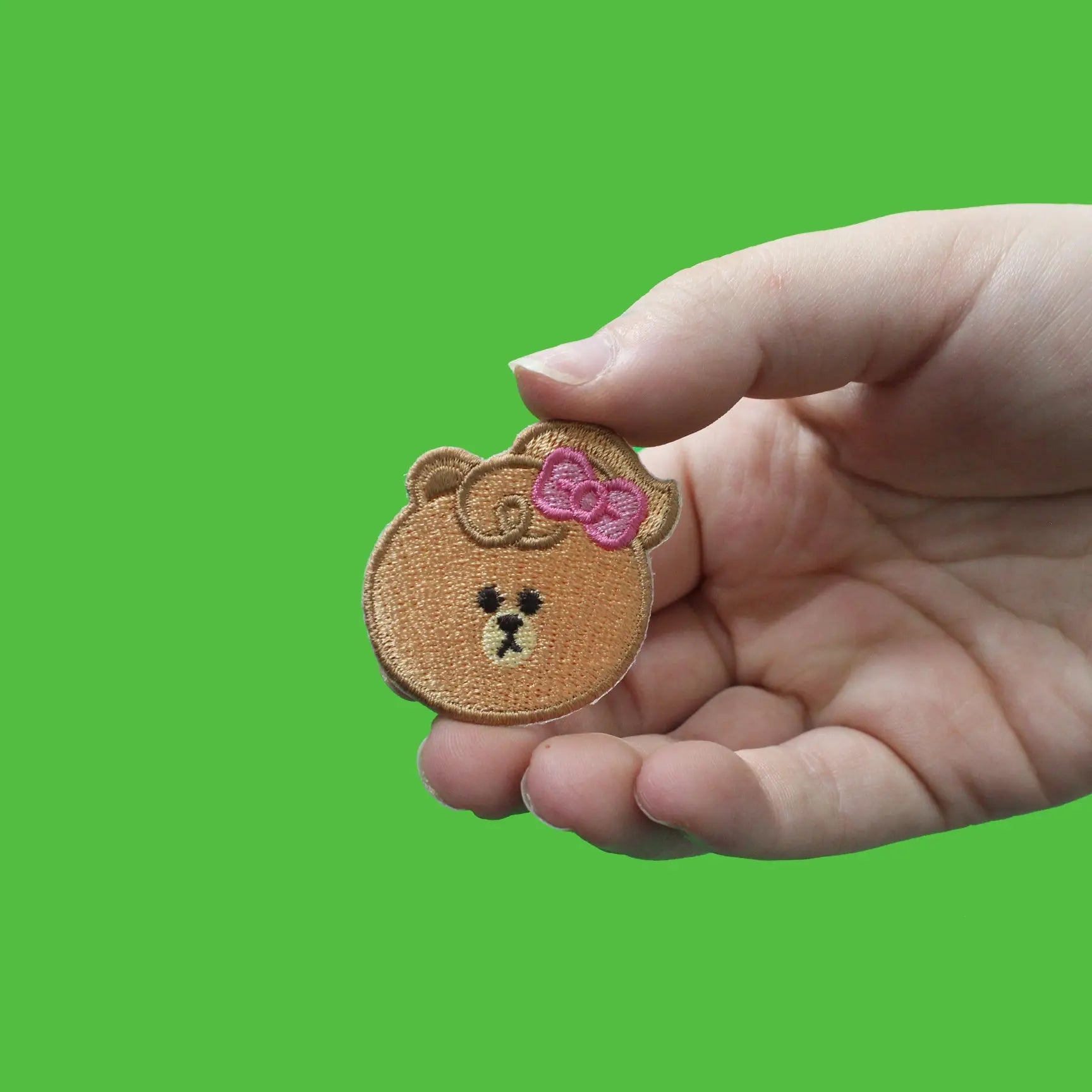 Line Friends Bear Choco Head Embroidered Iron On Patch