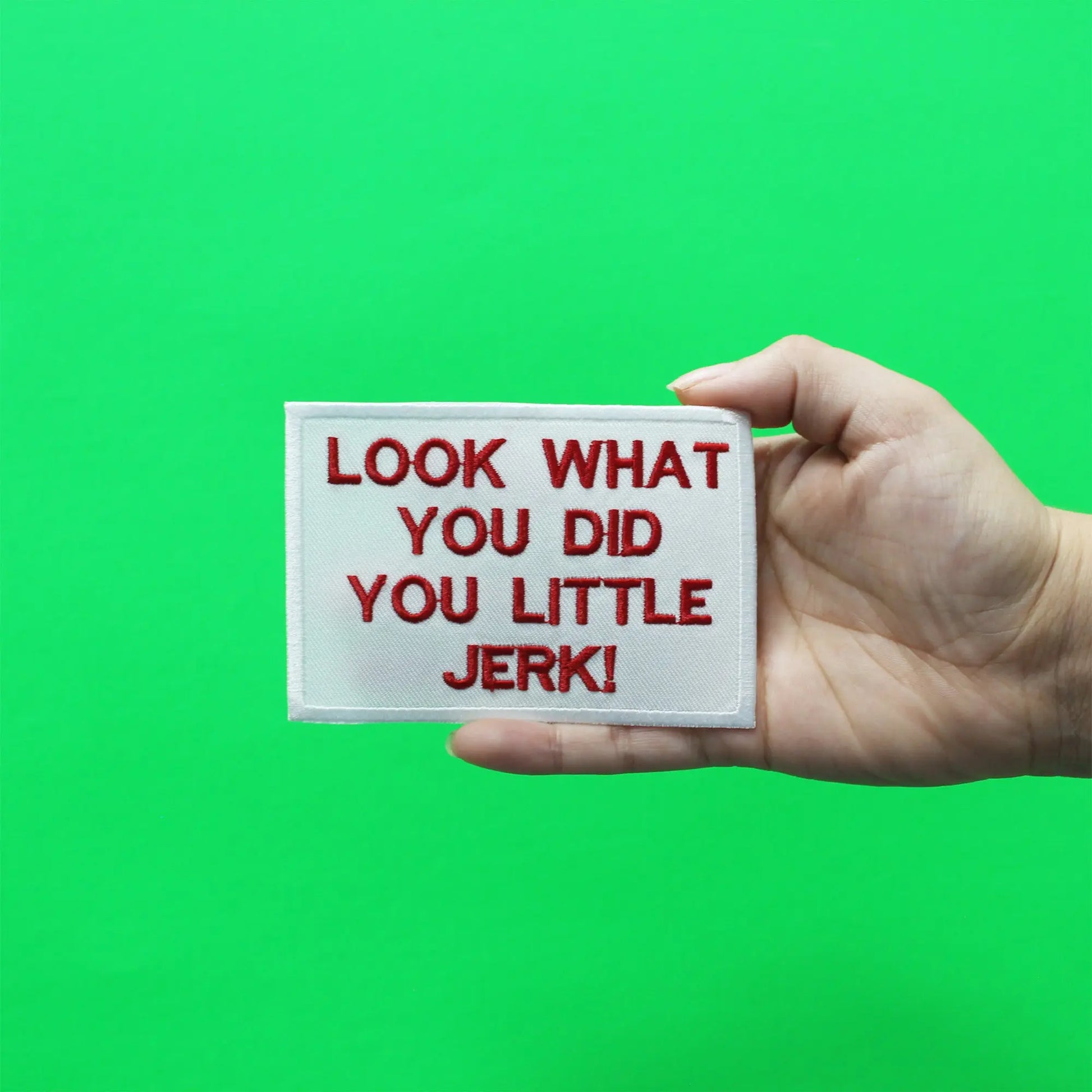 "Look What You Did You Little Jerk" Iron On Embroidered Patch