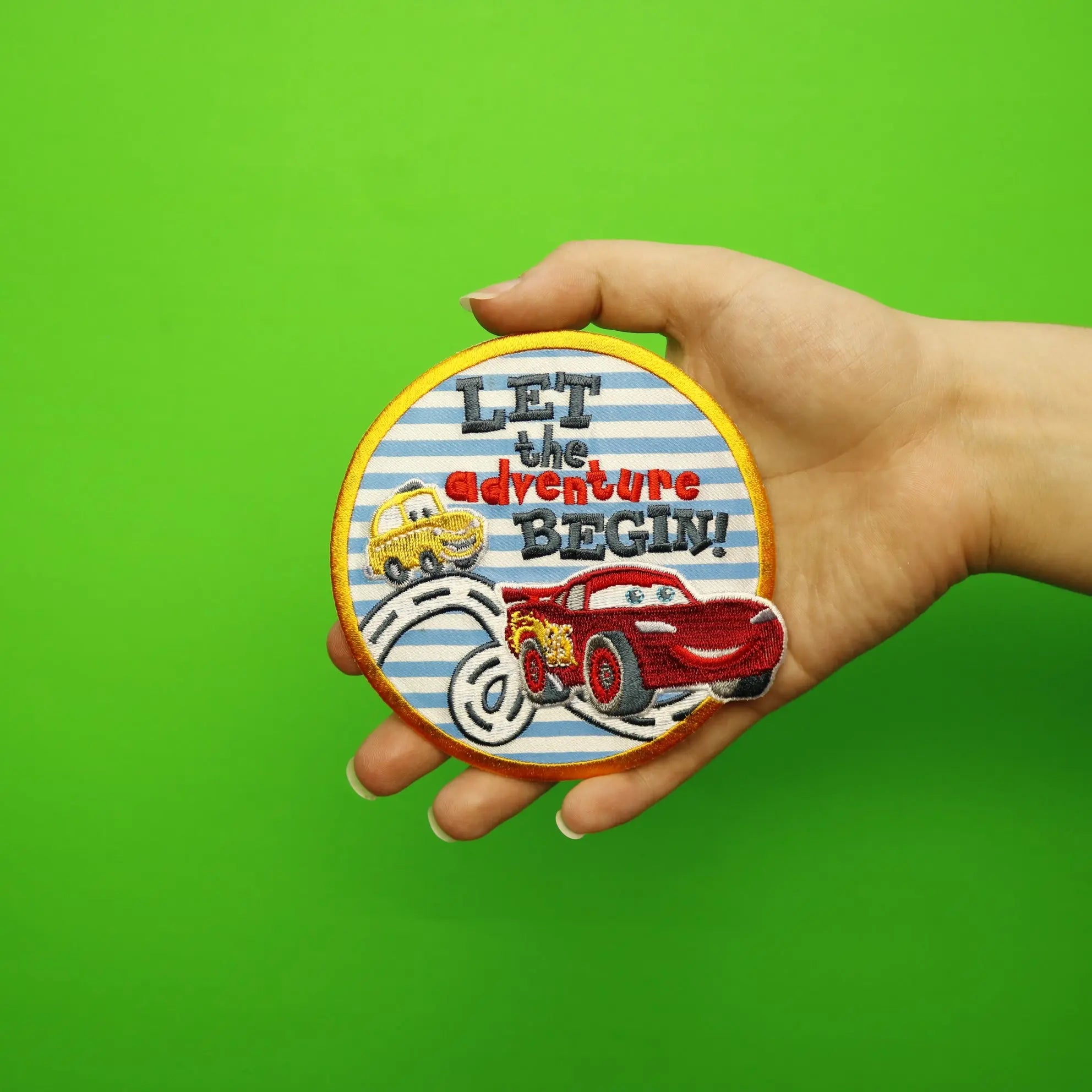 Disney Cars Lightning McQueen "Let The Adventure Begin" Embroidered Applique Iron On Patch