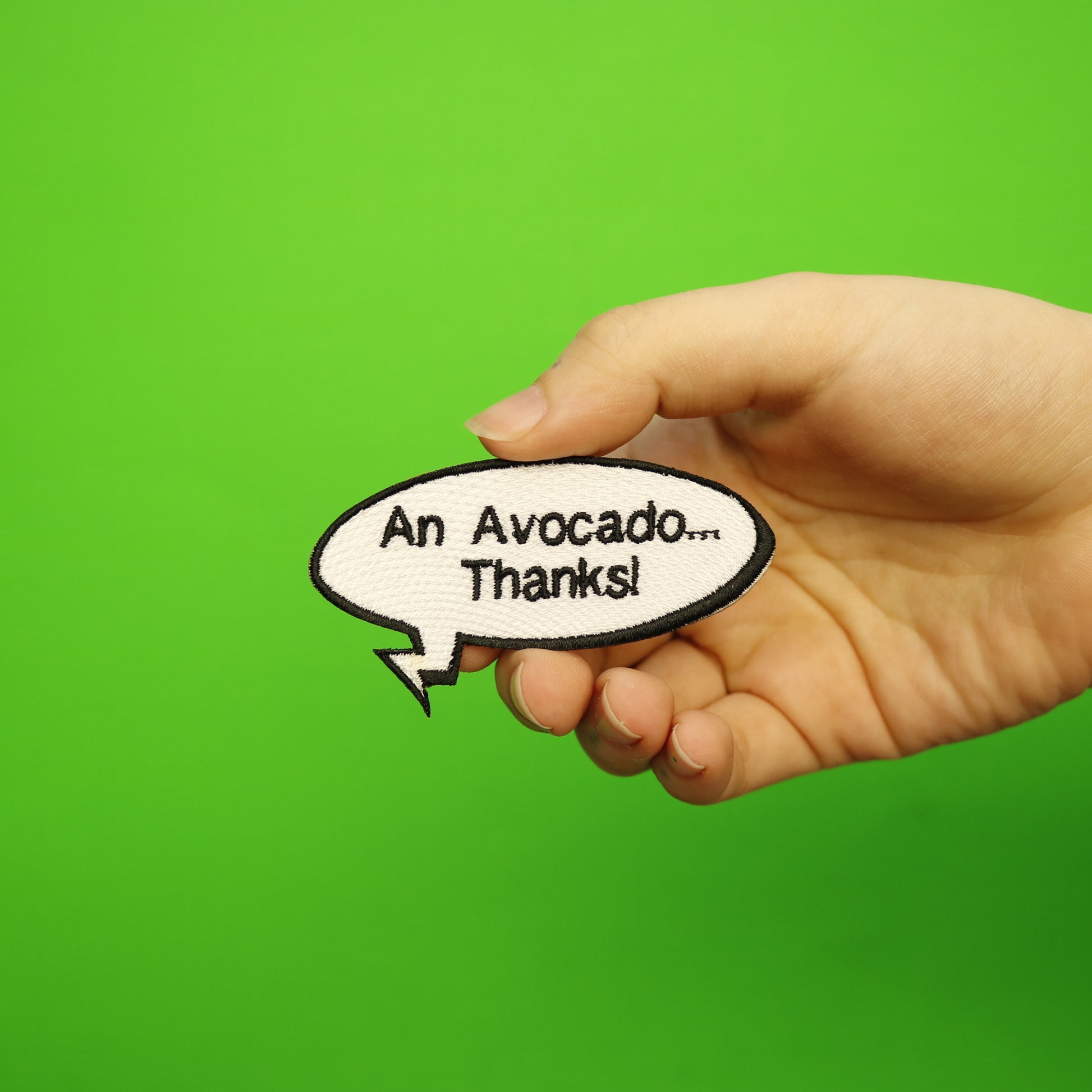 Funny Vine "An Avocado, Thanks!" Word Bubble Embroidered Iron On Patch 
