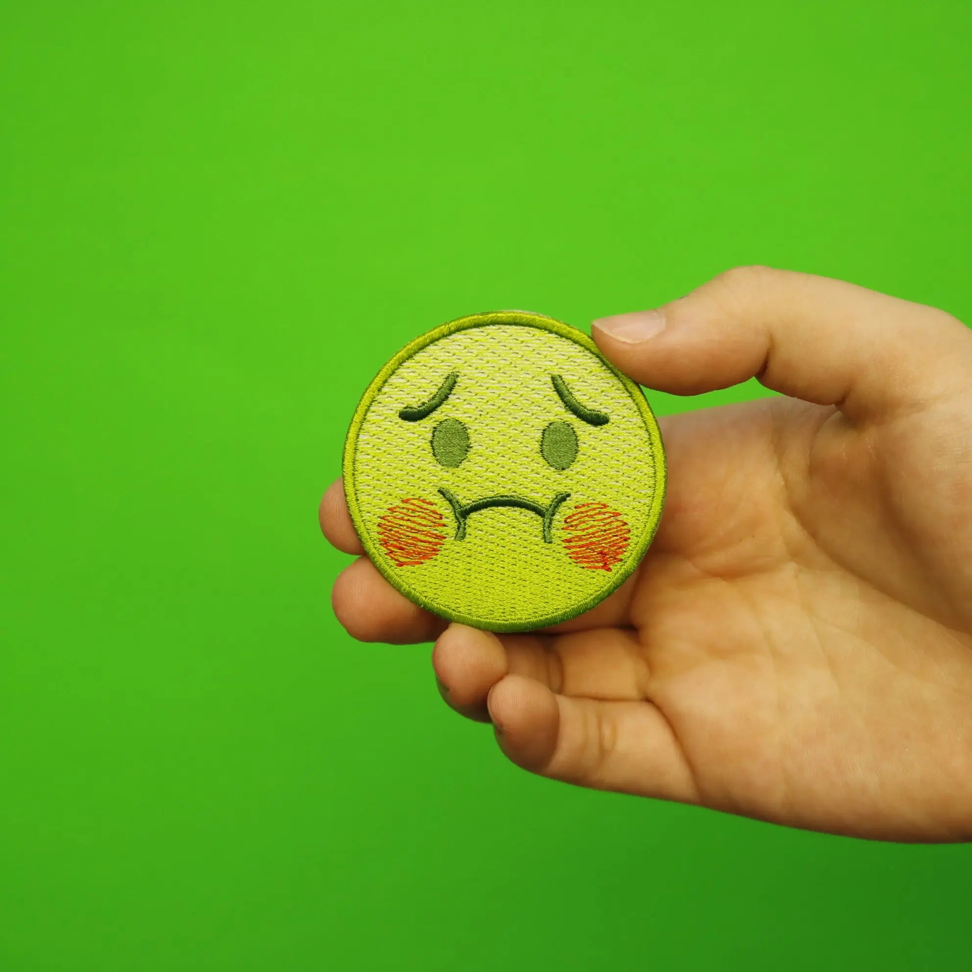 Nauseated Face Vomit Poisoned Emoji Iron On Embroidered Patch