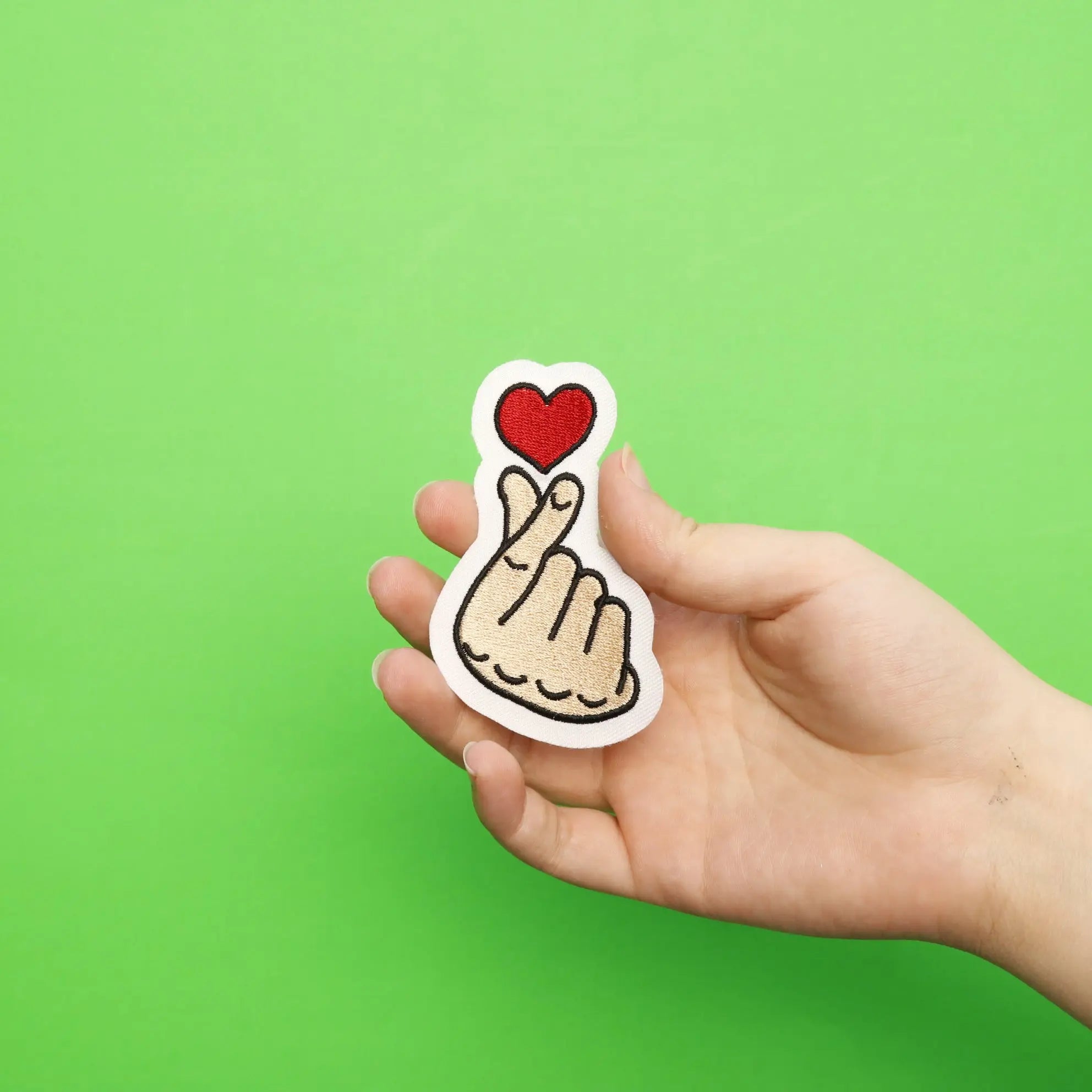 K-Pop Heart Fingers Embroidered Iron On Patch