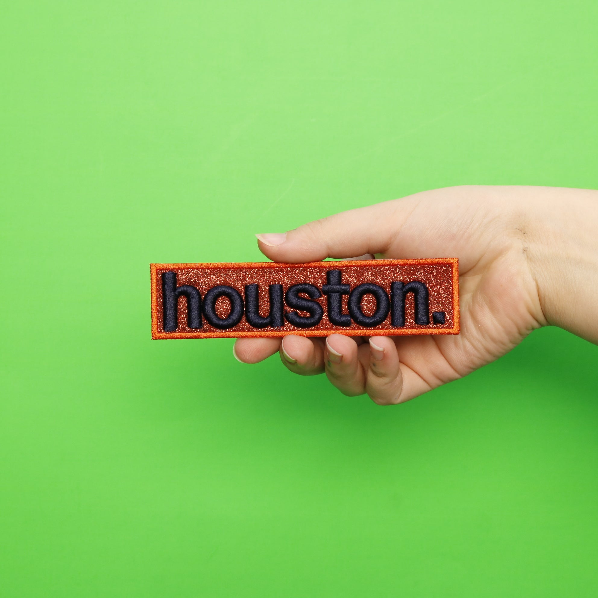 Orange City Of Houston Texas Puff Raised Glitter Box Logo Embroidered Iron on Patch