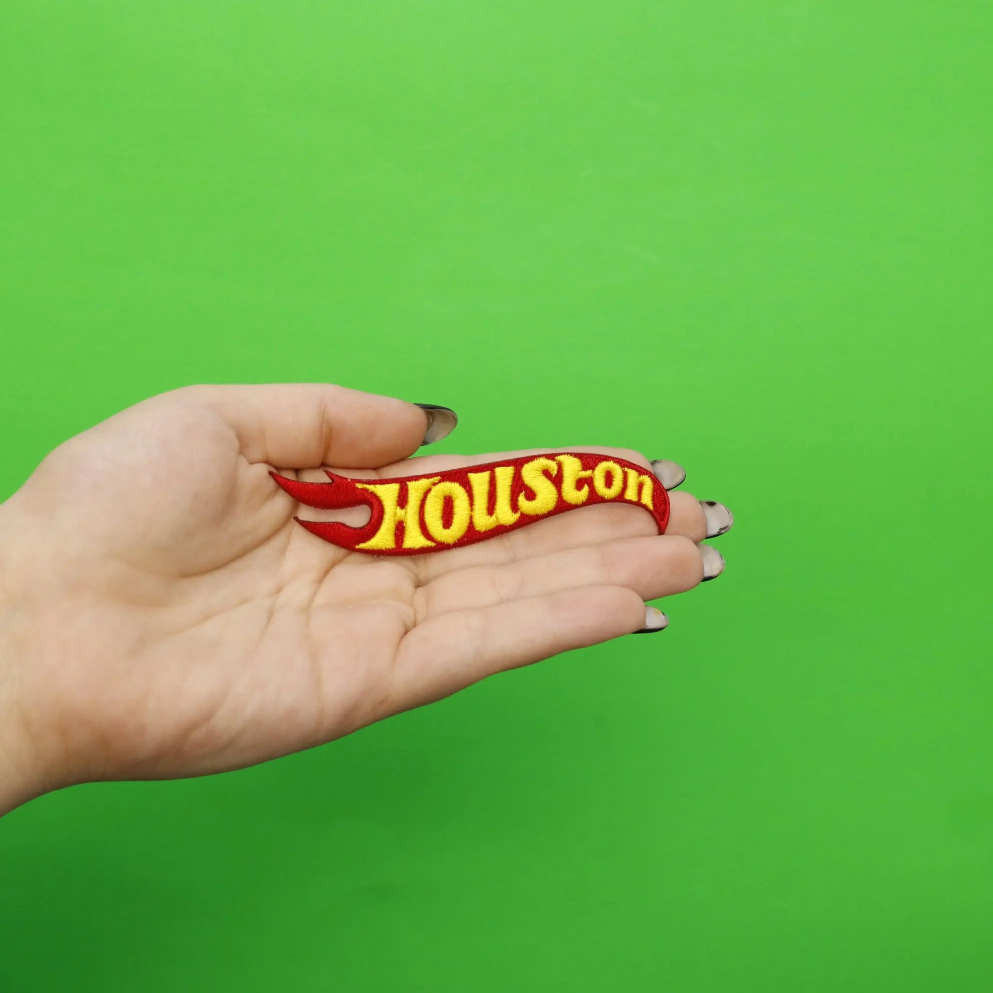 Houston Flame Embroidered Iron On Patch