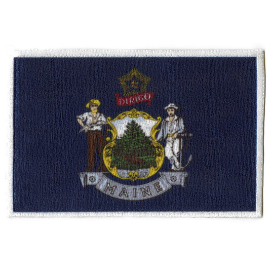 Maine Patch State Flag Embroidered Iron On 