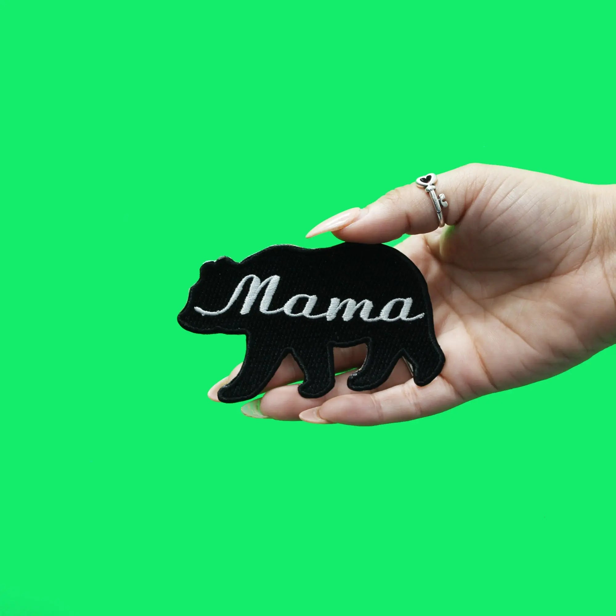 Mama Bear Patch Family Silhouette Embroidered Iron On