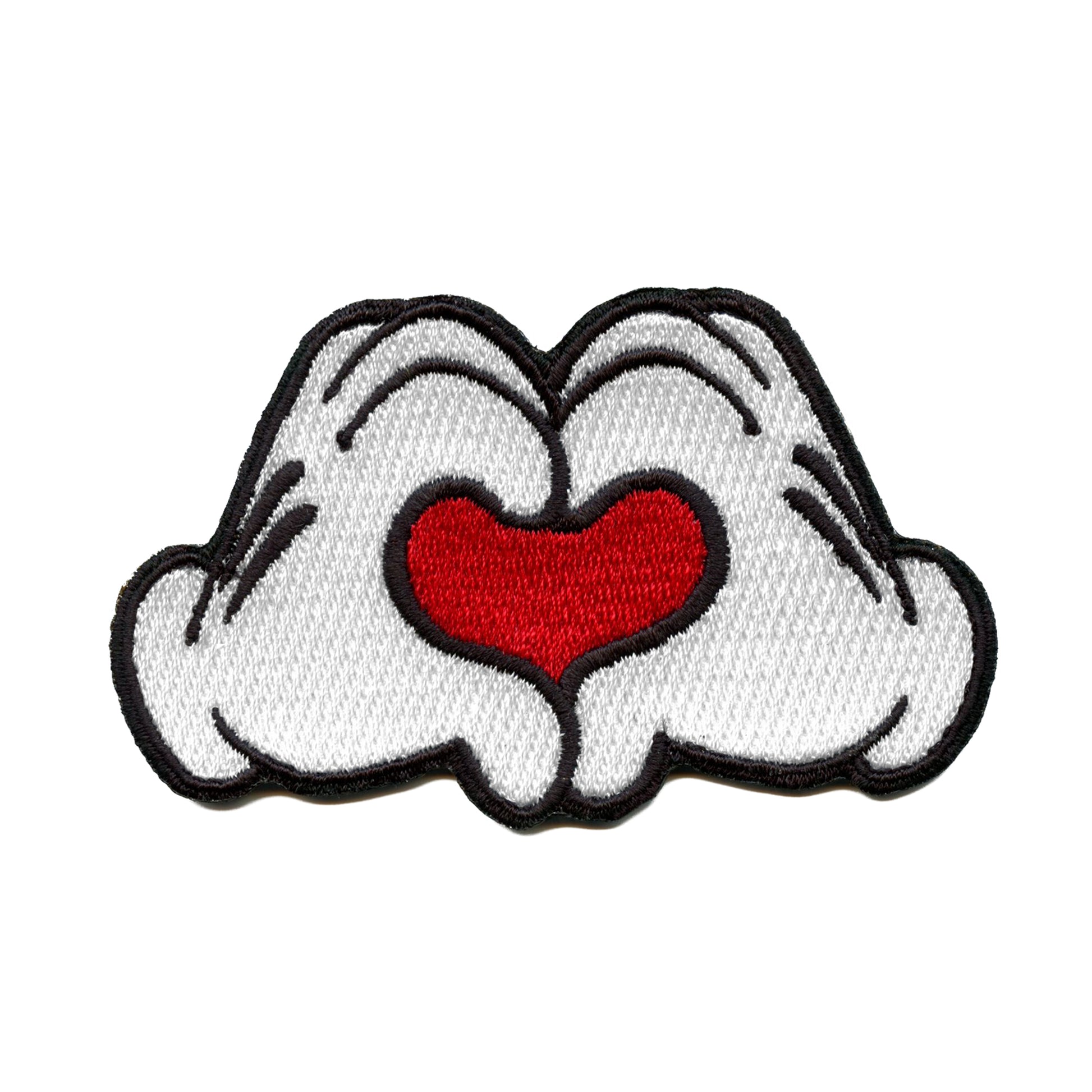 Heart Shape Glove Hands Patch Disney Sign Kids Embroidered Iron On 