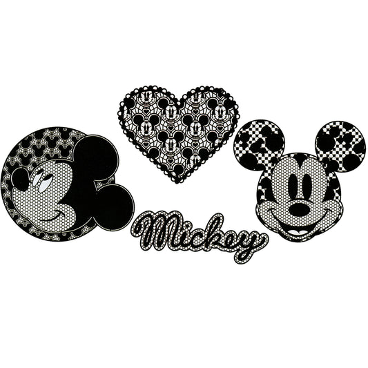 Disney Mickey Mouse Lace Style Iron On Transfer (4pc) 