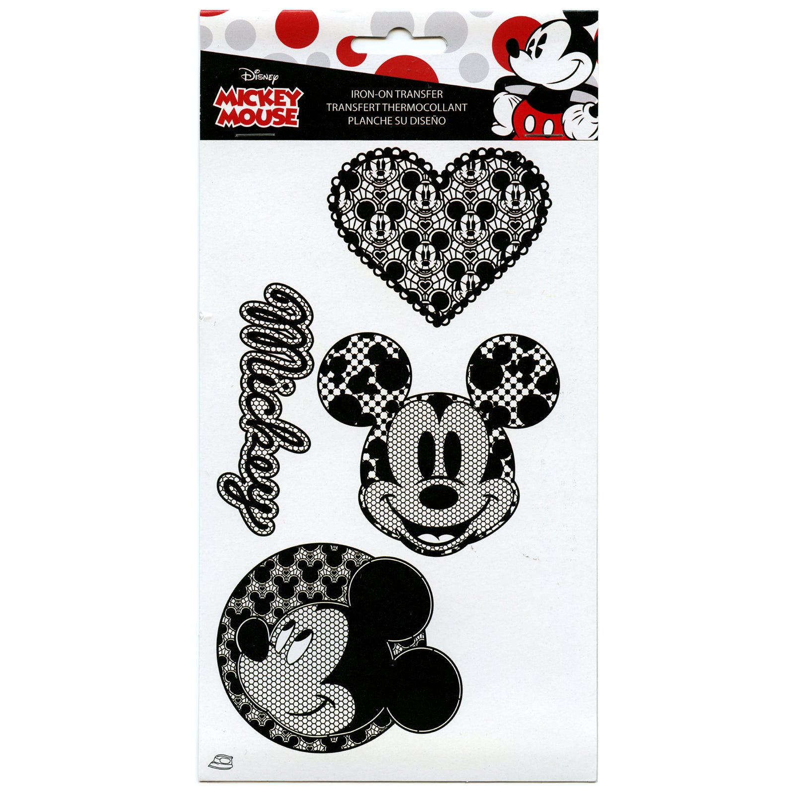 Disney Mickey Mouse Lace Style Iron On Transfer (4pc) 