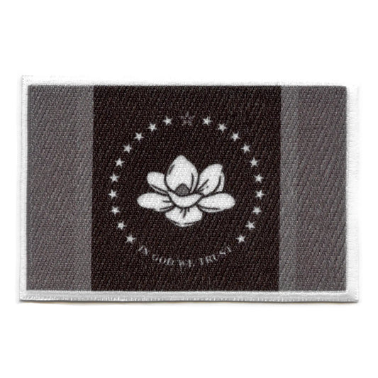 Mississippi Patch State Flag Grayscale Embroidered Iron On 