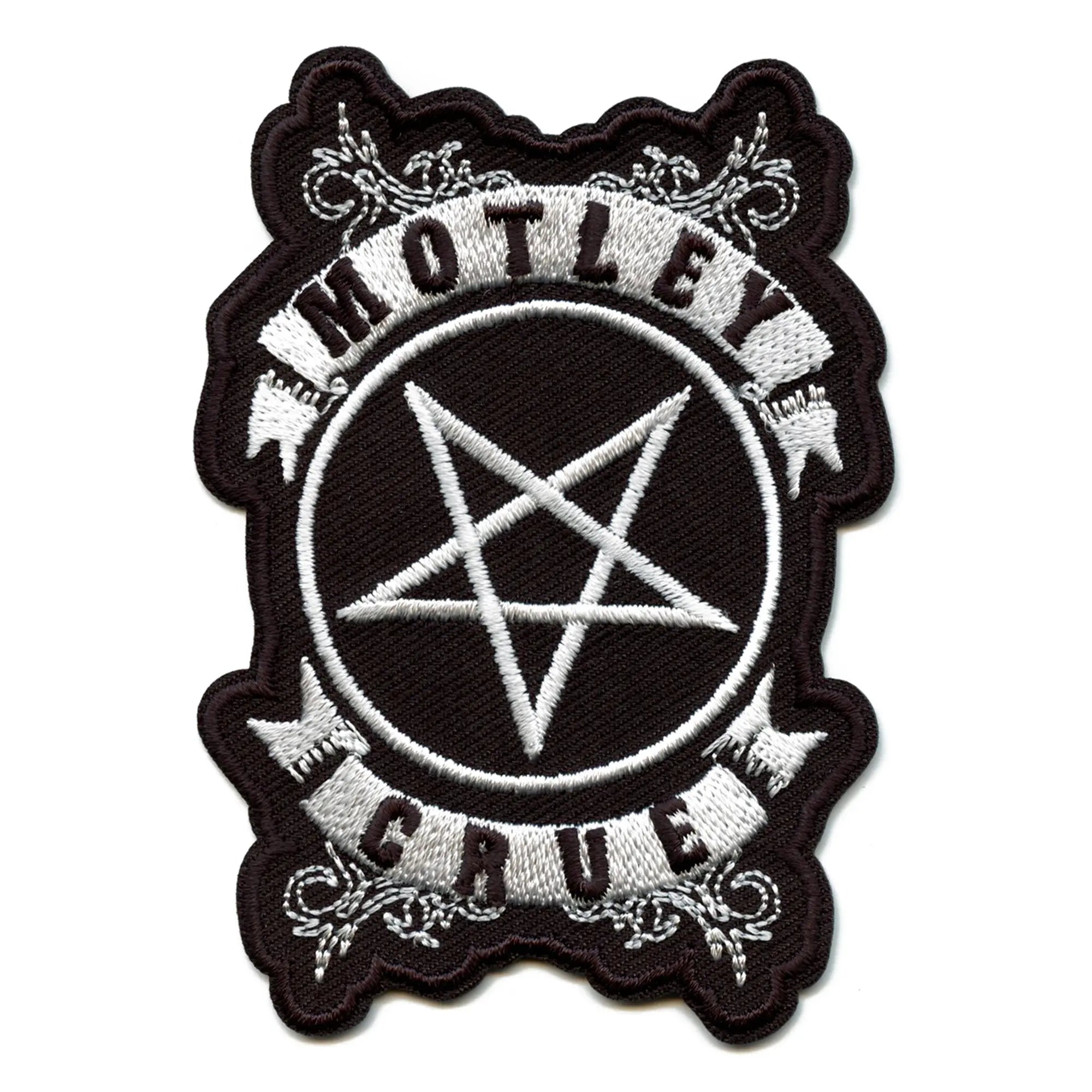Official Motley Crue Patch Ribbons With Pentagram Embroidered Iron On