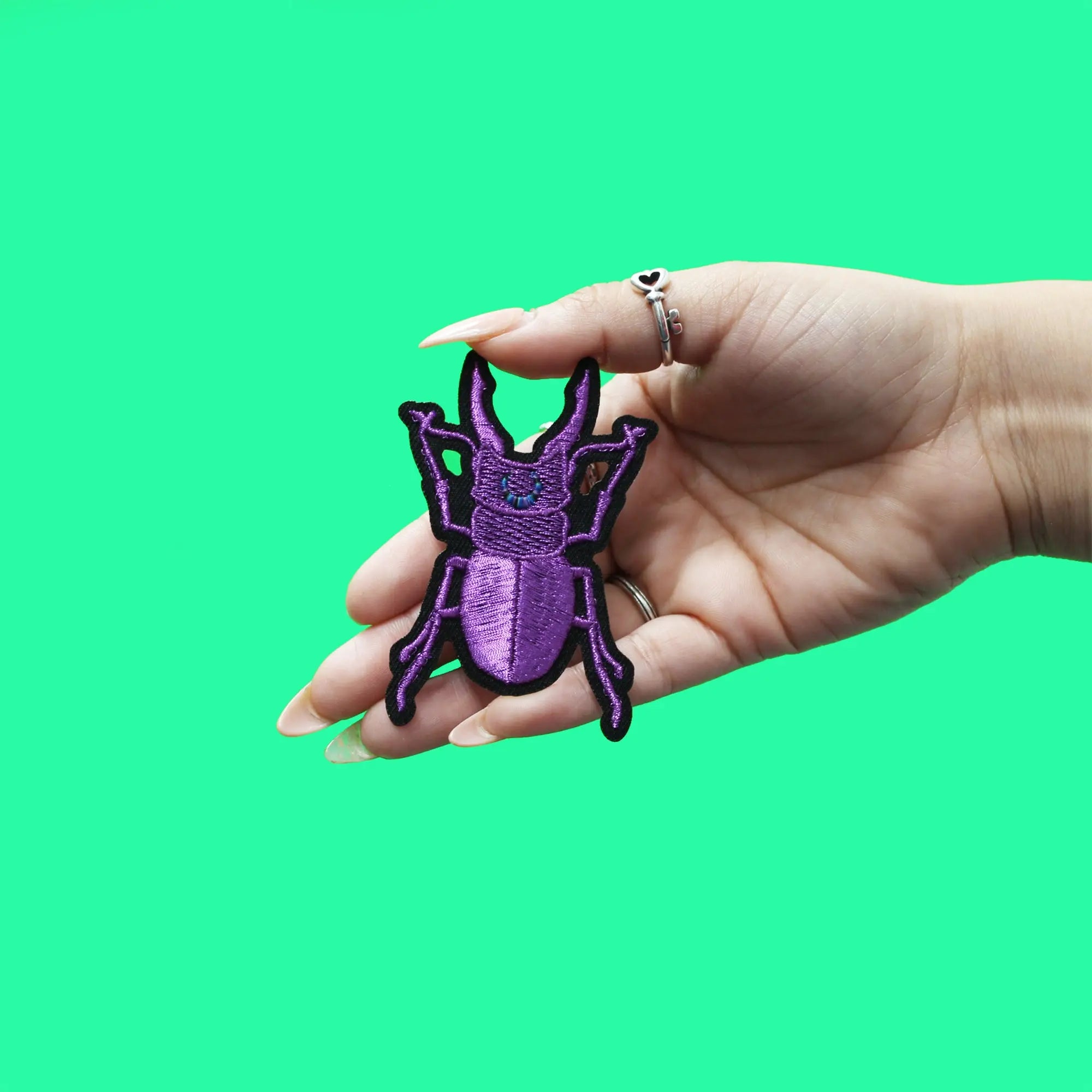 Mystical Beetle Patch Crescent Moon EXCLUSIVE Embroidered Iron On