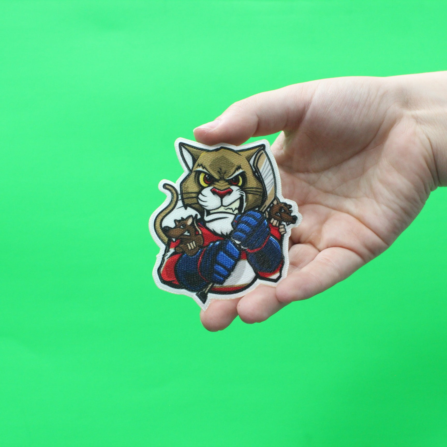 Florida Panther and Rats FotoPatch Mascot Hockey Parody Embroidered Iron On