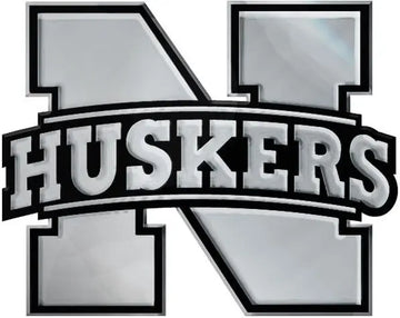Nebraska Cornhuskers Solid Metal Emblem with Script 