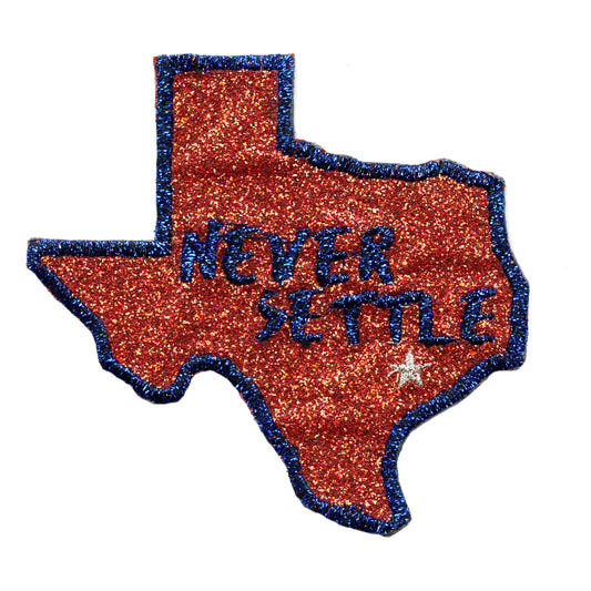 Houston Baseball Parody "Never Settle" Embroidered Iron On Glitter Sparkle Patch Bling 