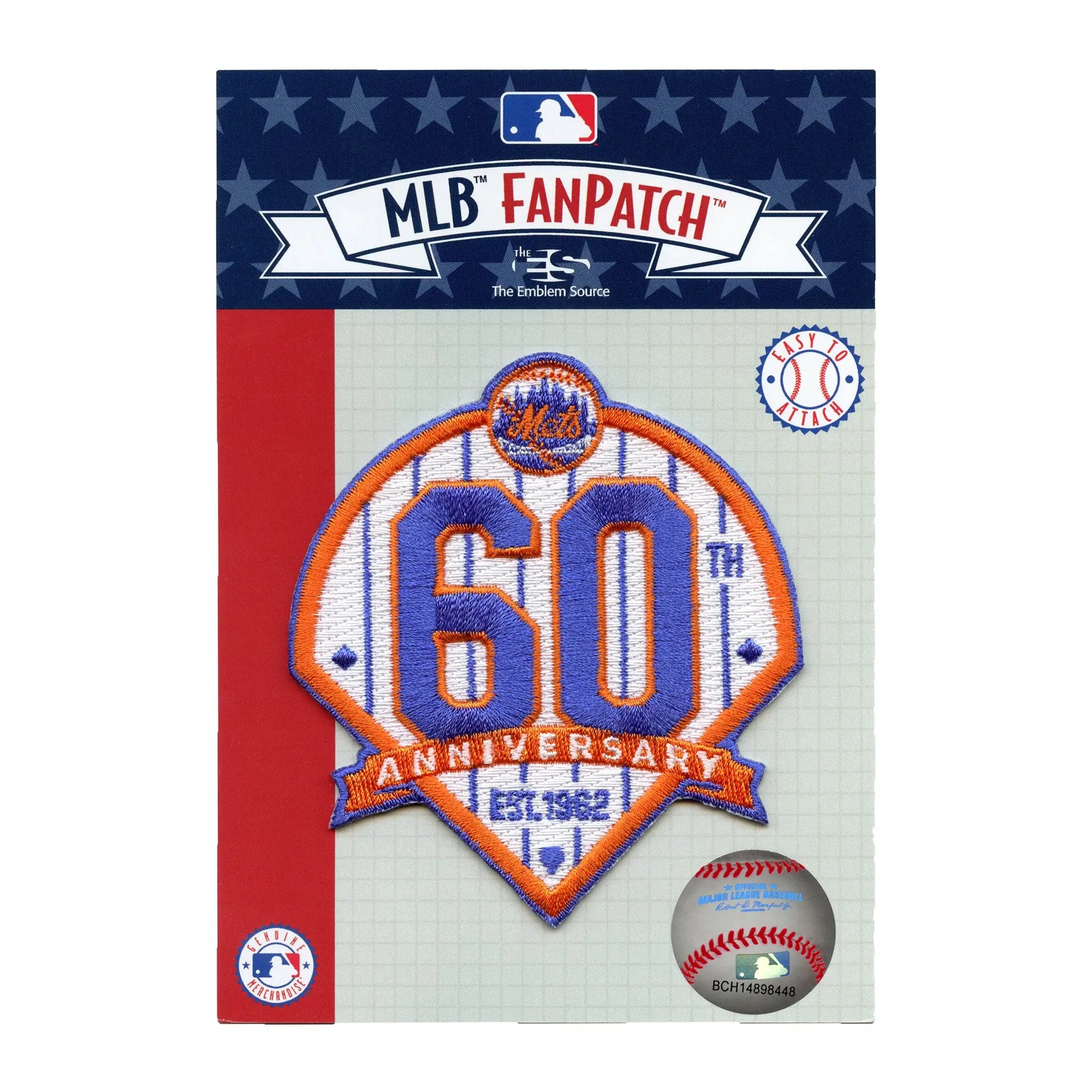 New York Mets 60th Anniversary MLB Jersey Sleeve Patch 2022