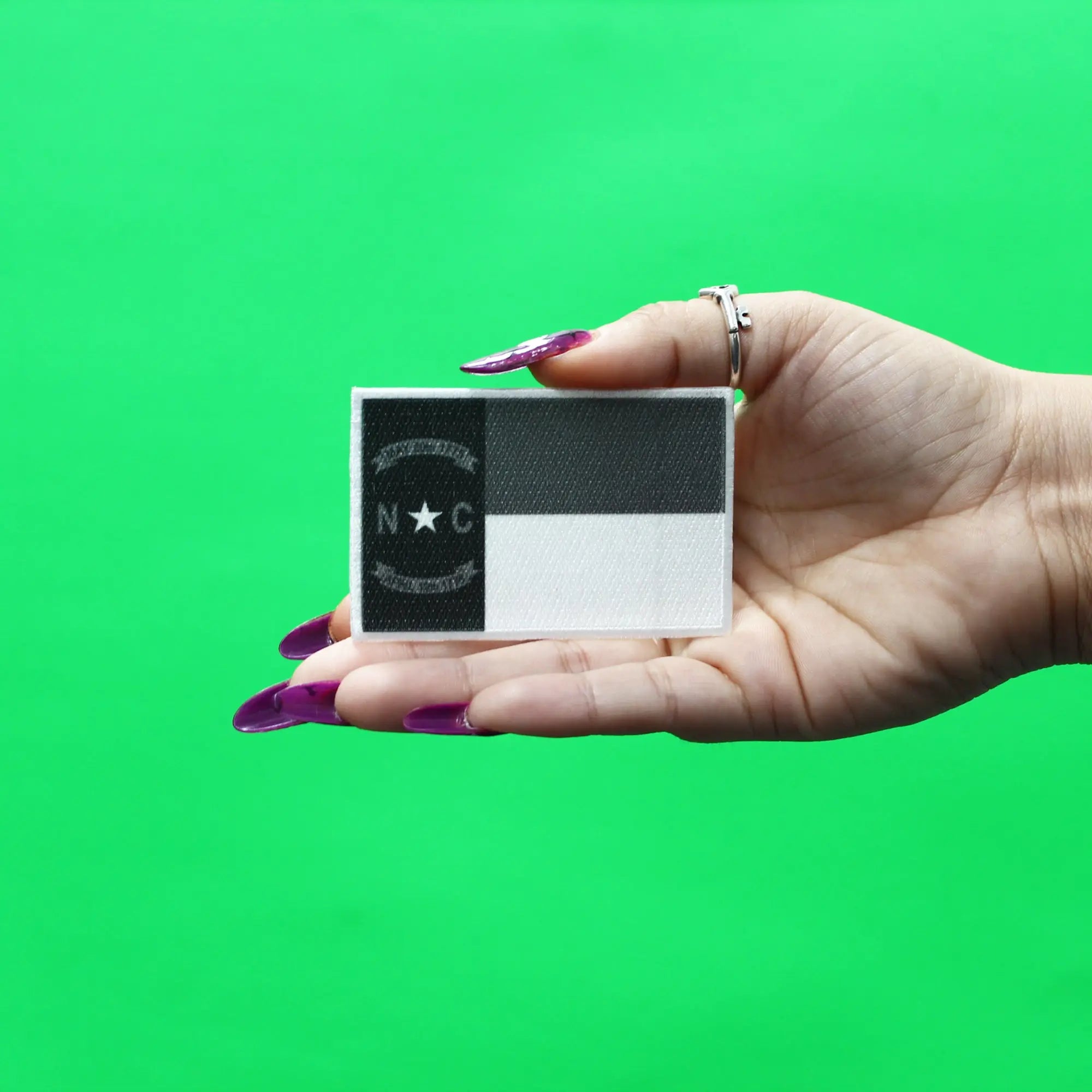 North Carolina Patch State Flag Grayscale Embroidered Iron On