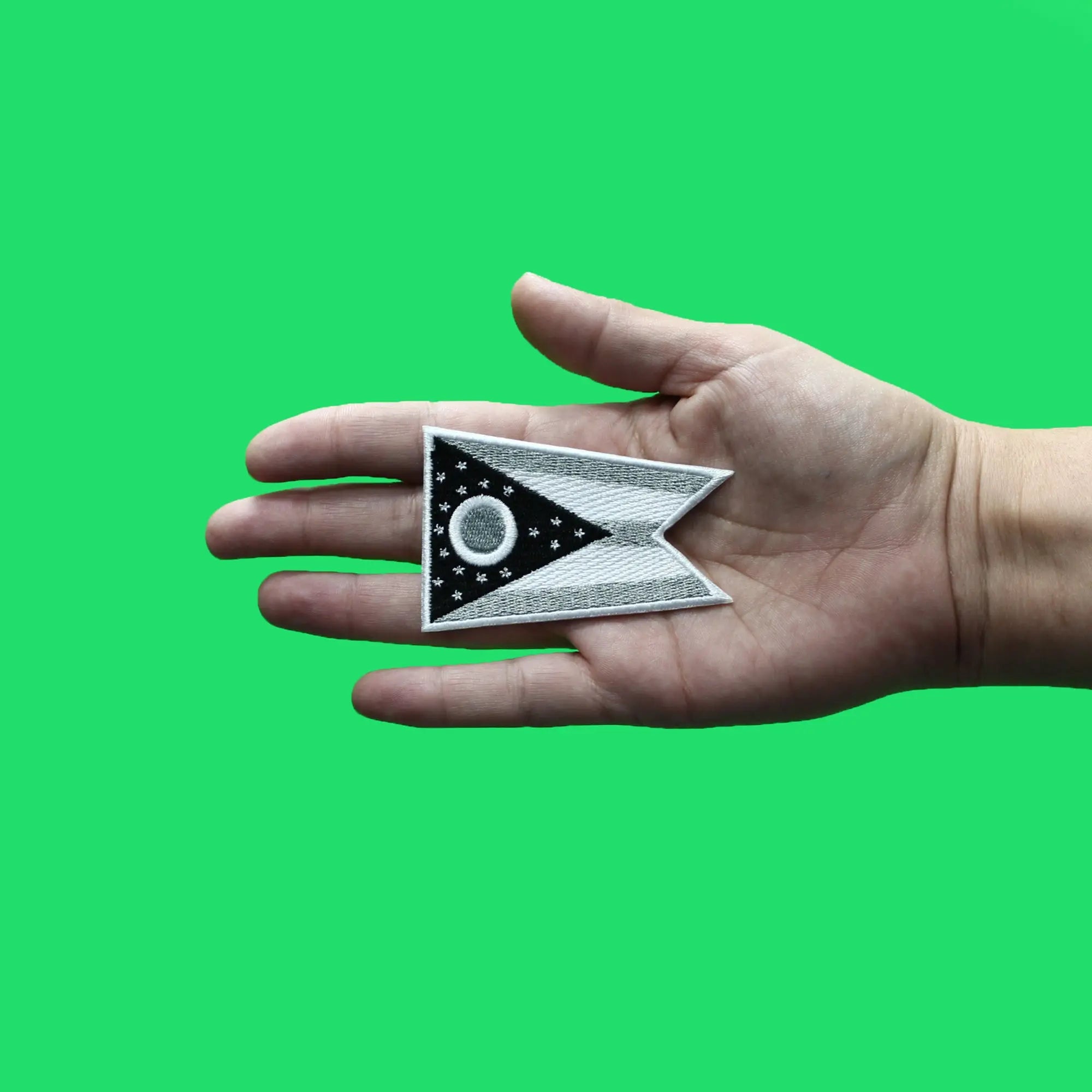 Ohio State Flag Patch Grayscale Embroidered Iron On