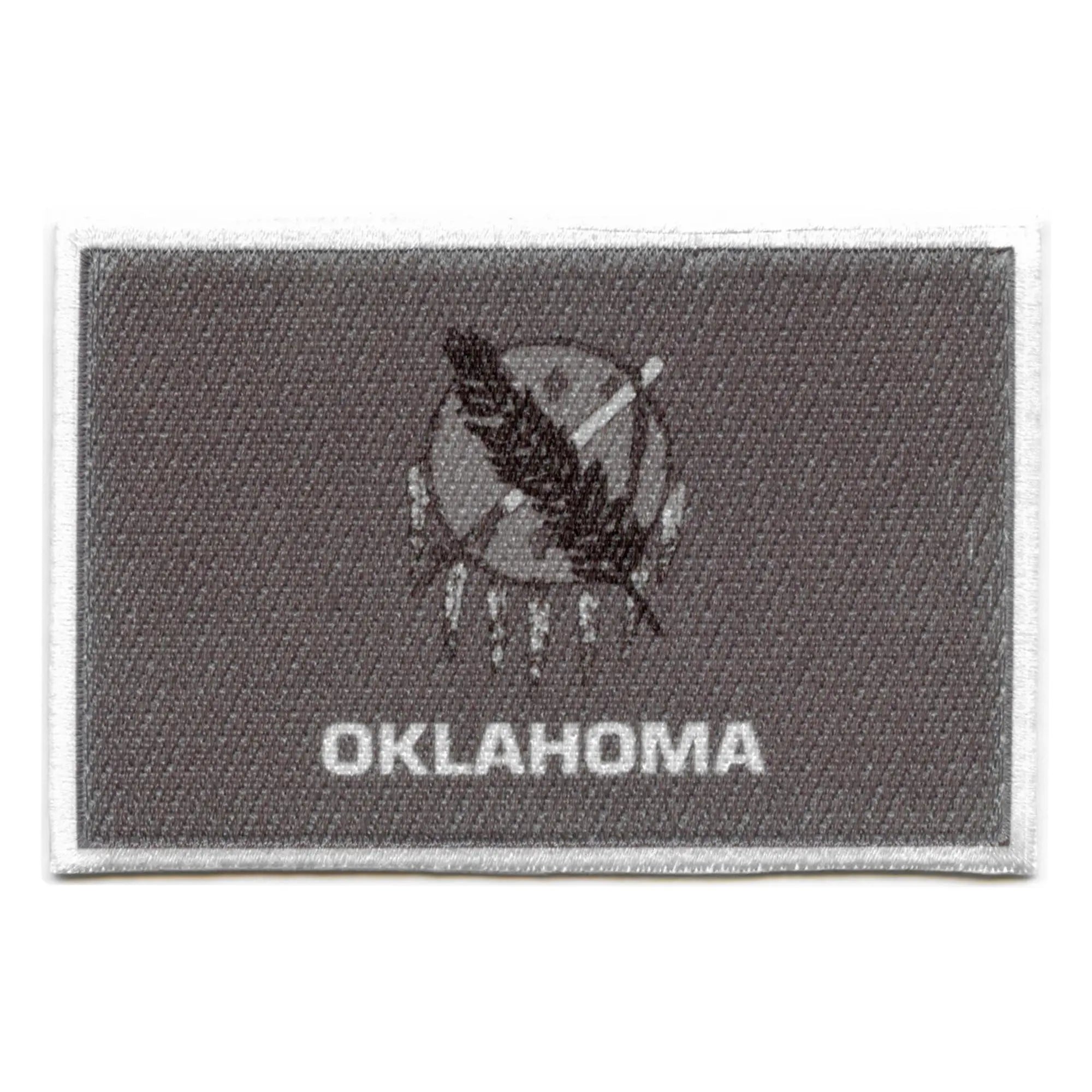 Oklahoma Patch State Flag Grayscale Embroidered Iron On