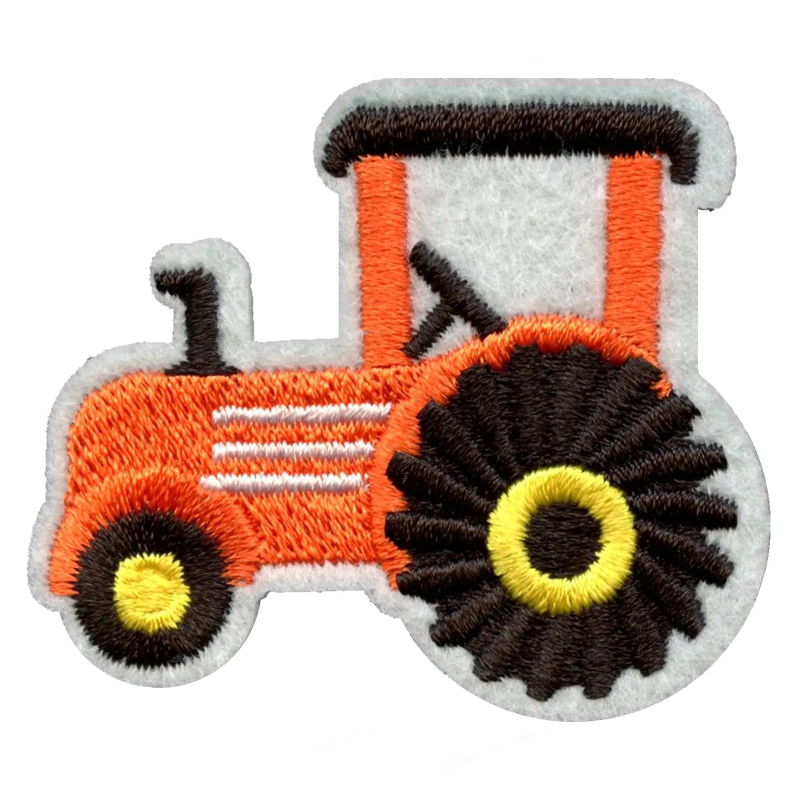 Orange Tractor Emoji Embroidered Iron On Patch