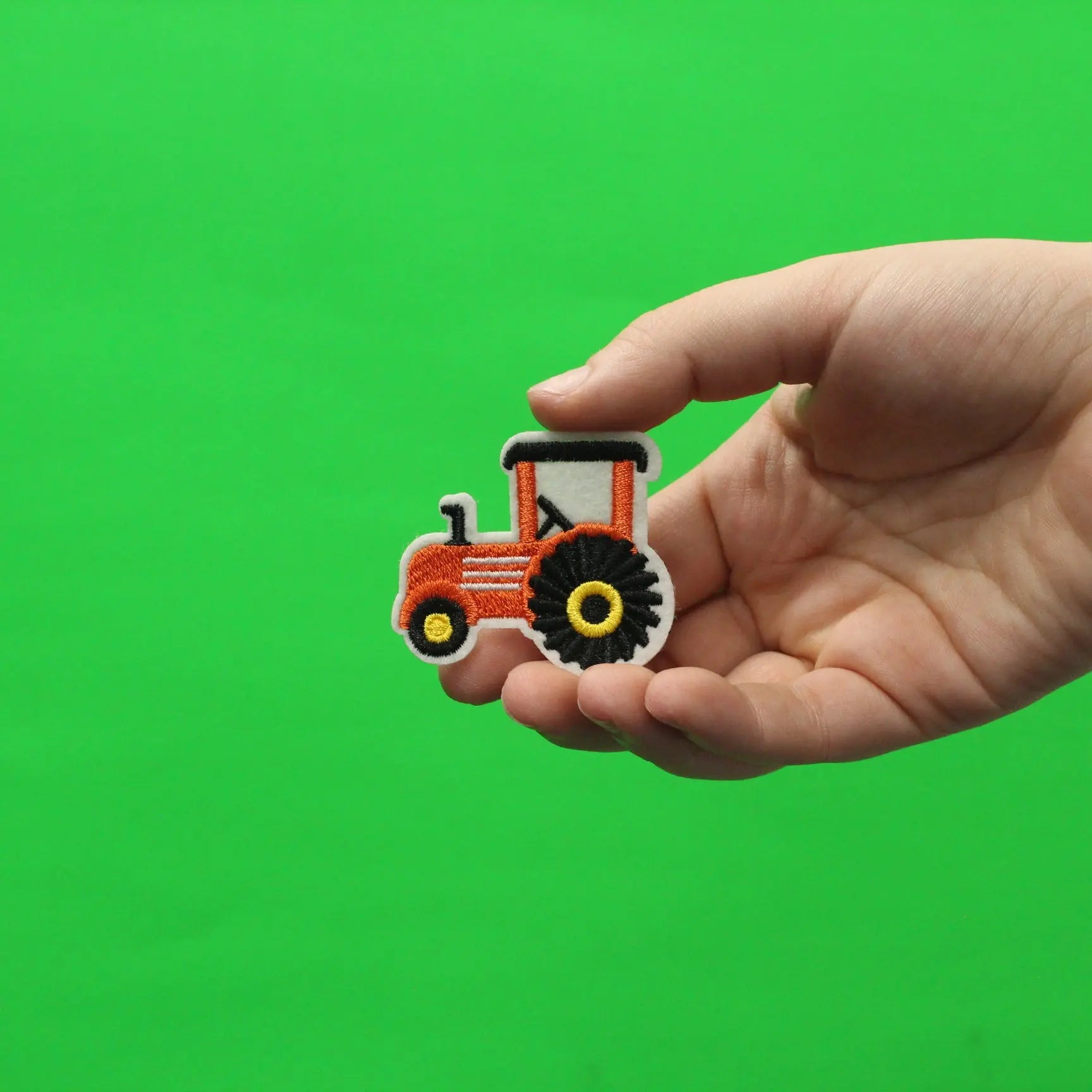 Orange Tractor Emoji Embroidered Iron On Patch