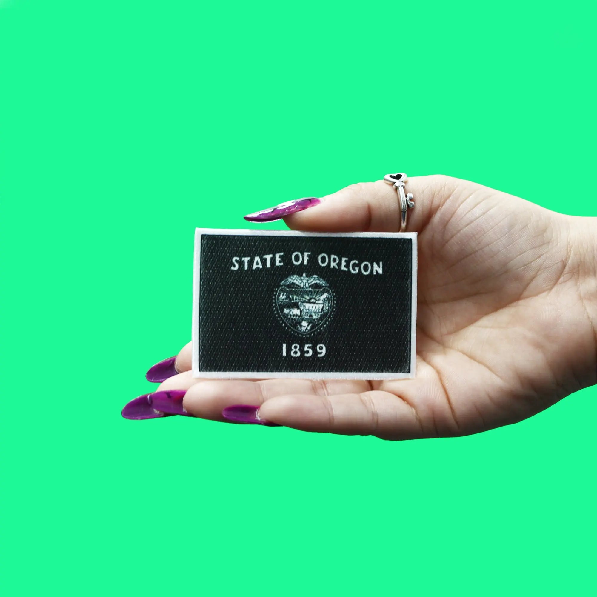 Oregon Patch State Flag Grayscale Embroidered Iron On