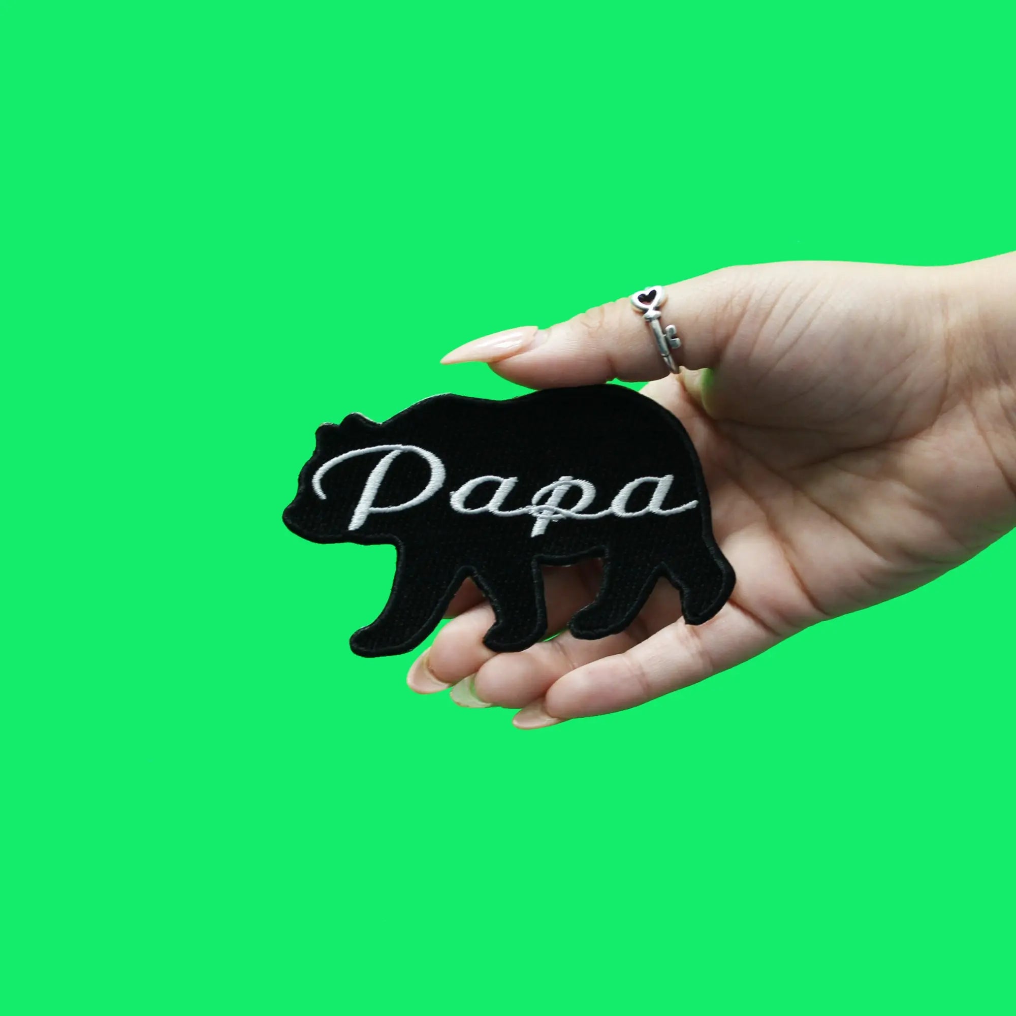 Papa Bear Patch Family Silhouette Embroidered Iron On