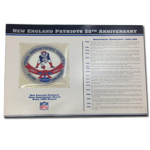 NFL Super Bowl New England Patriots 25th Anniversary Logo Media Patch With Stat Card