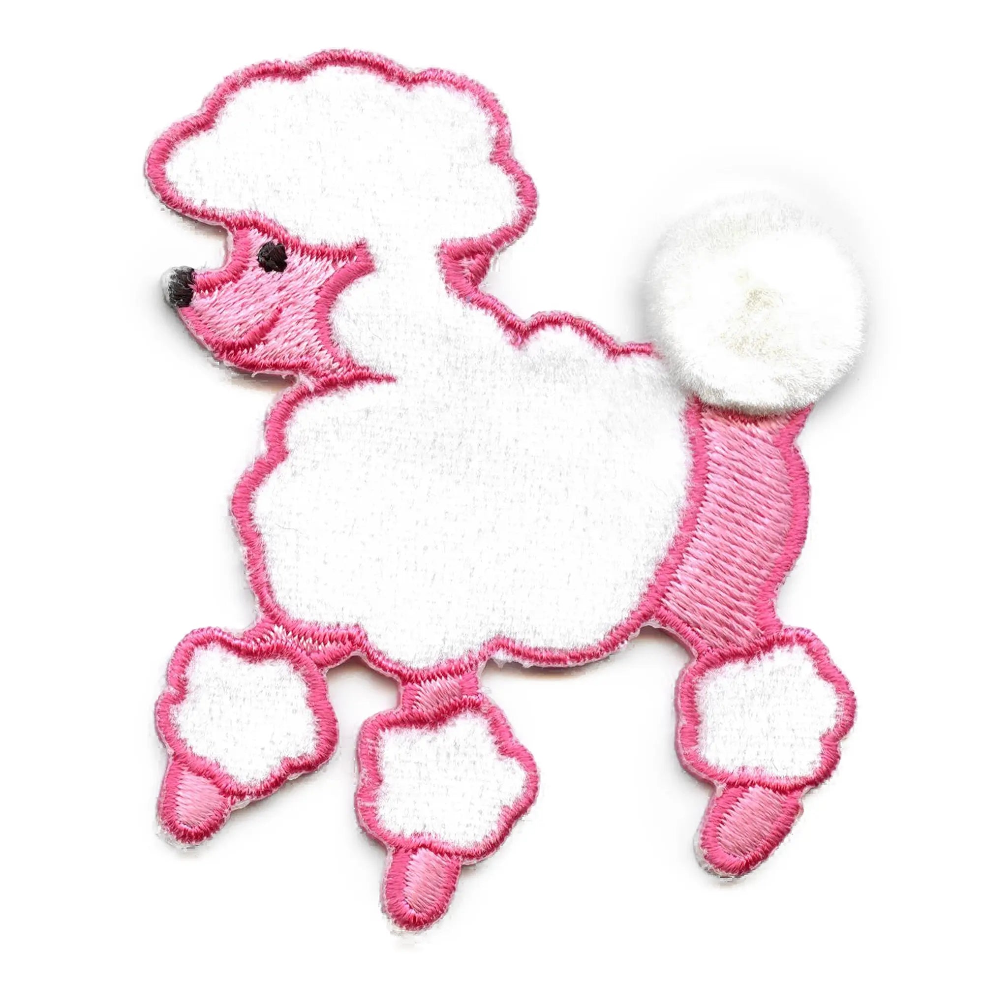 Pink Poodle Embroidered Applique Iron On Patch