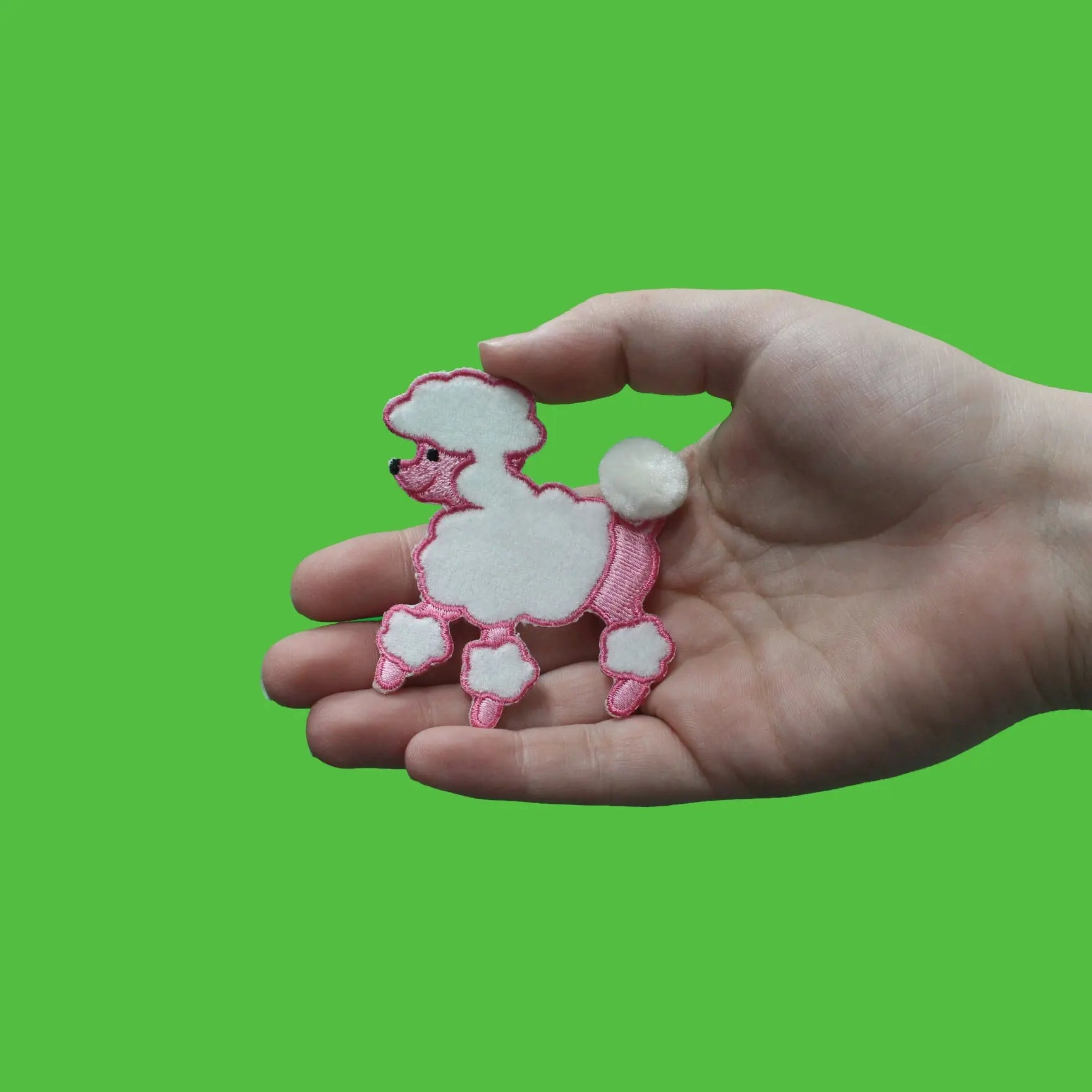 Pink Poodle Embroidered Applique Iron On Patch