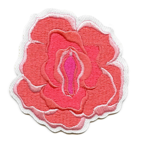 Pink Genitalia Flower Patch Pretty Anatomy Floral Embroidered Iron On Patch 
