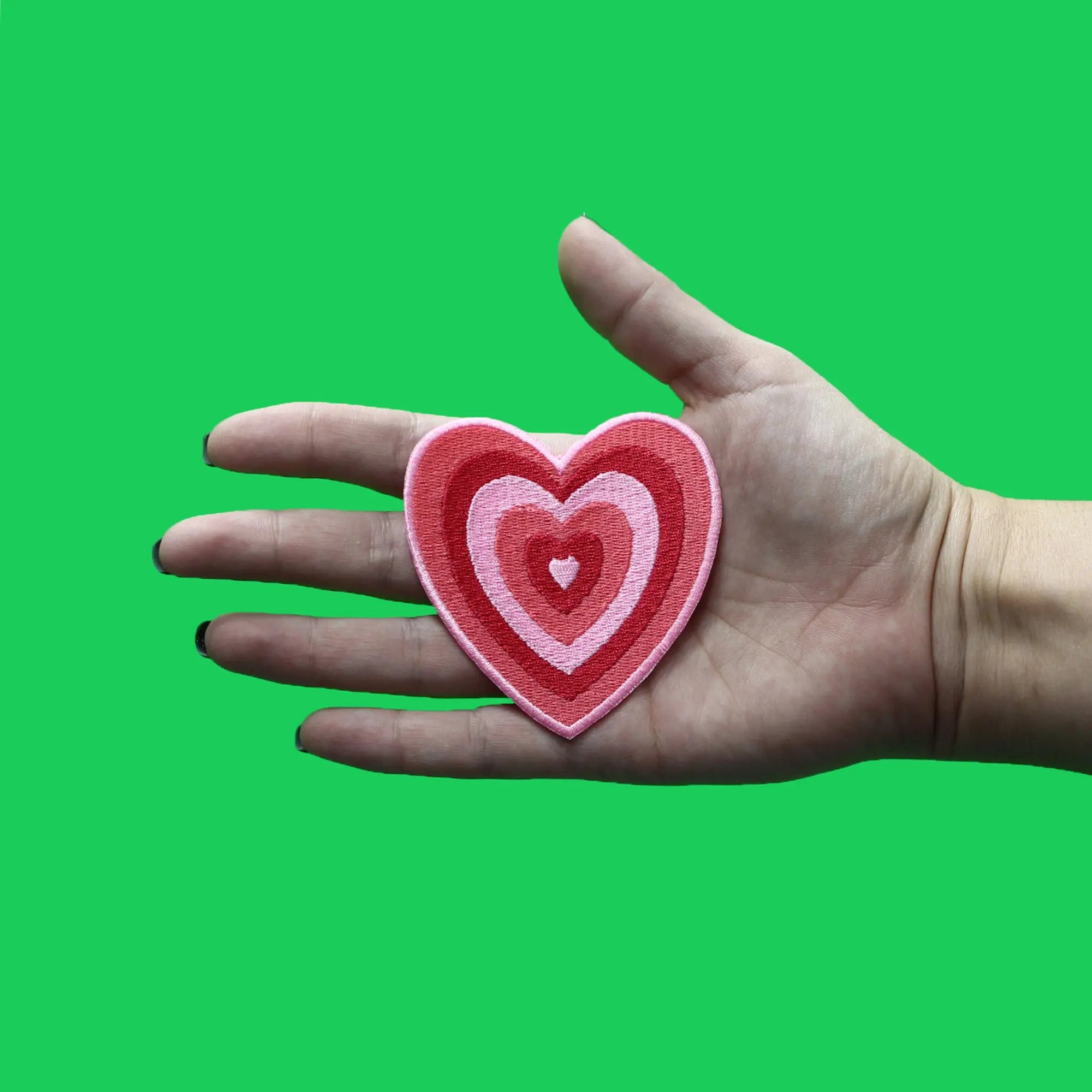 Pink Power Heart Patch Cartoon Girl Hero Embroidered Iron On