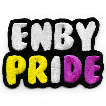 Nonbinary Pride Script Patch Gender Identity LGBTQ+ Embroidered Iron On