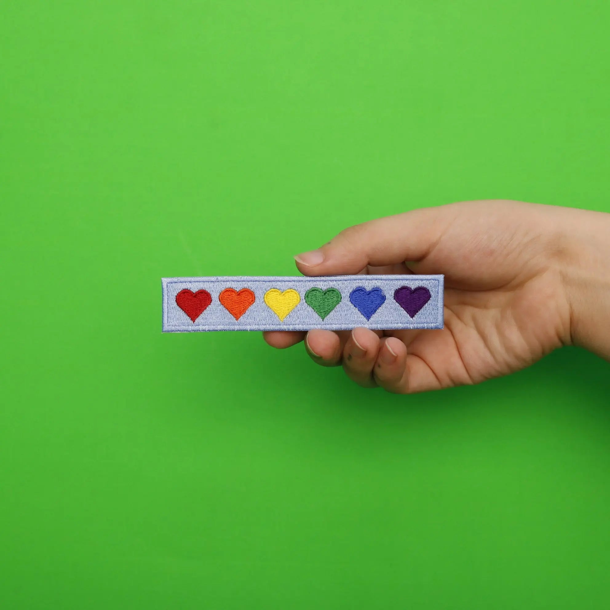 Rainbow Pride Hearts Embroidered Iron On Patch