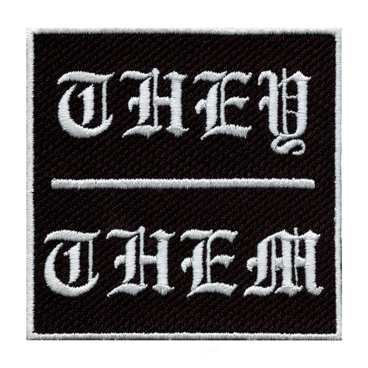 Non-Binary They/Them Pronouns Embroidered Iron On Patch 