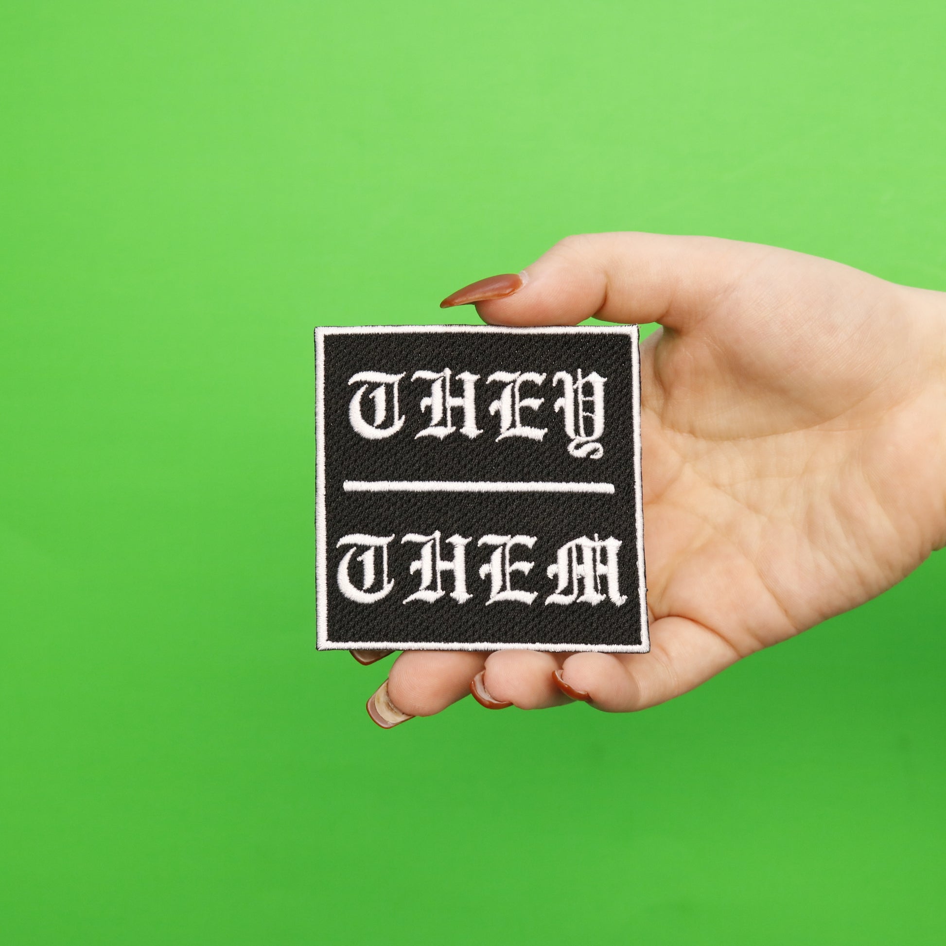 Non-Binary They/Them Pronouns Embroidered Iron On Patch 