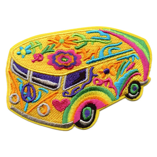 Groovy Bus Patch Hippie Style Embroidered Iron On 