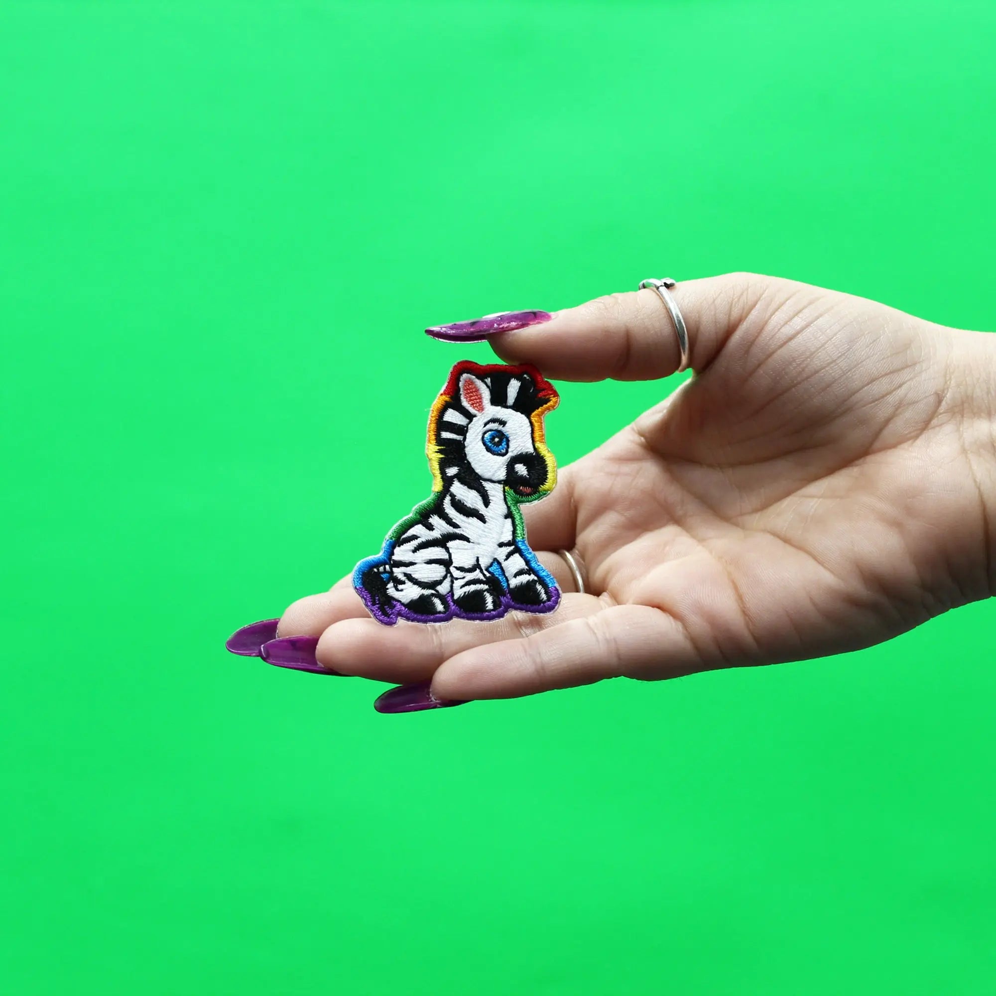 Rainbow Zebra Patch Safari Animal Embroidered Iron On