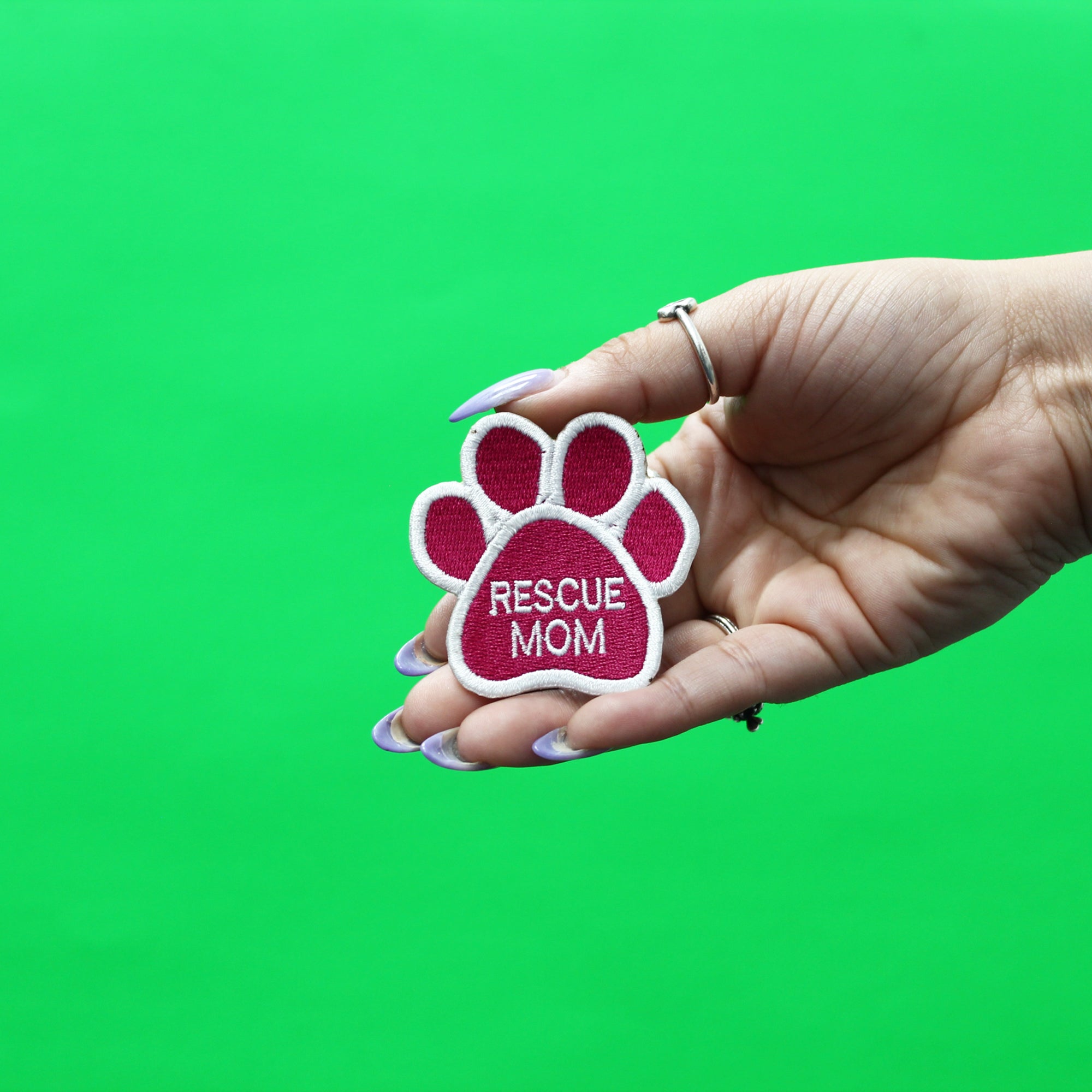 Rescue Mom Patch Animal Lover Embroidered Iron On