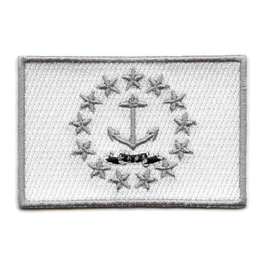 Rhode Island Patch State Flag Grayscale Embroidered Iron On