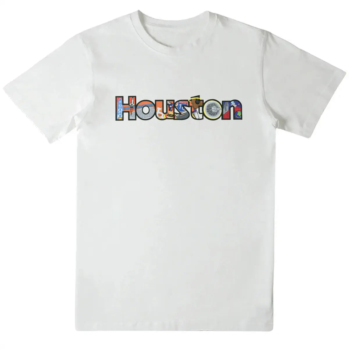 Patch Collection's Houston Texas Iconic Collage Unisex Crewneck T-Shirt
