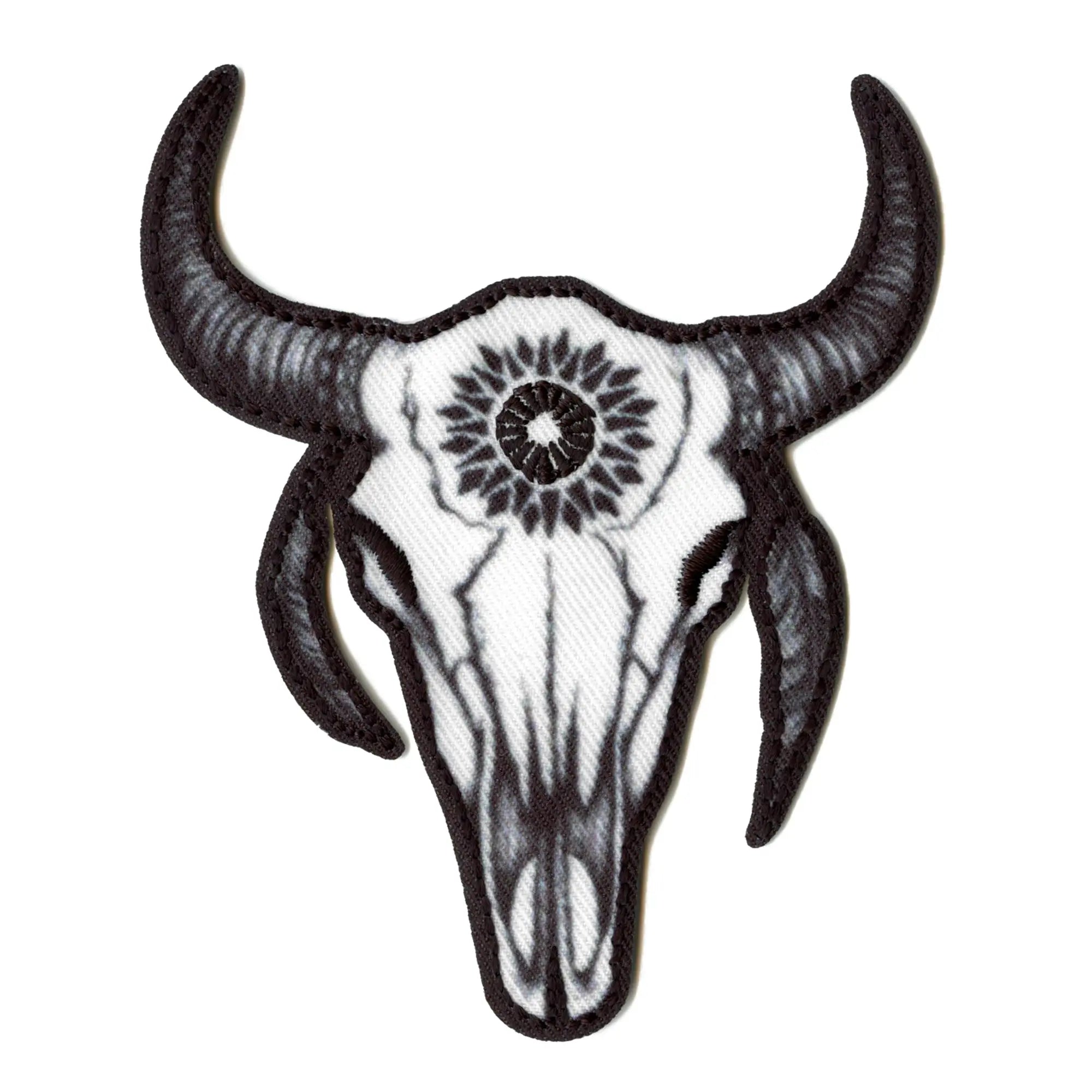 Sacred Bull Skull Patch Tribal Embroidered Iron On