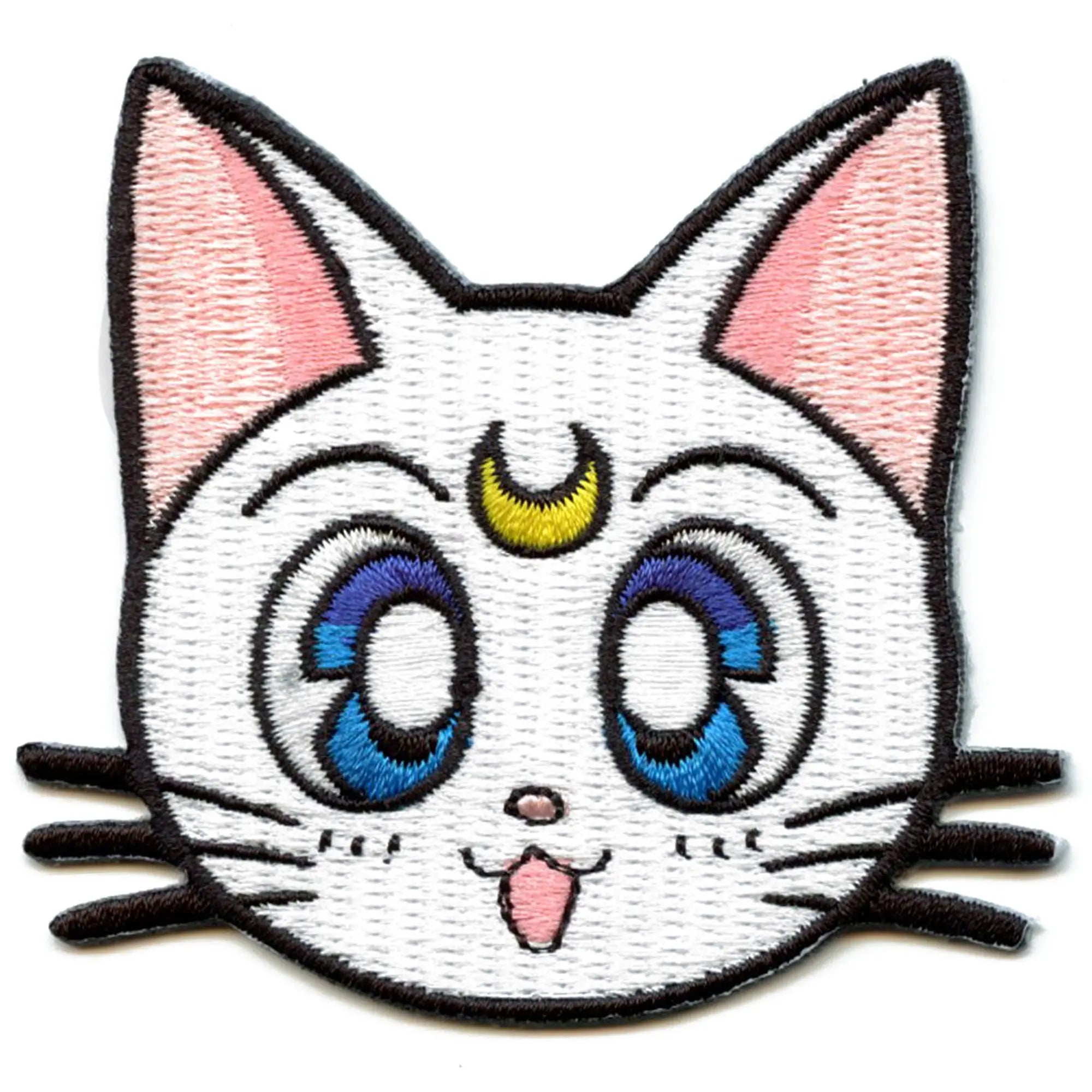 Sailor Moon R スタジャン グレー 刺繍 Sailor Moon Artemis Patch Cat Headshot Embroidered Iron On - Small