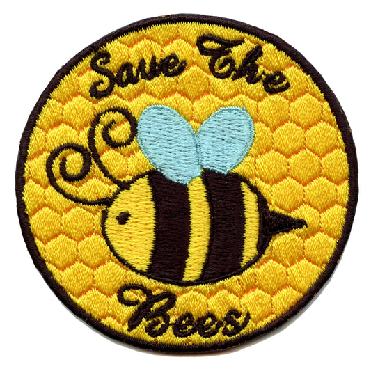 Round Save The Bees Embroidered Iron On Patch 