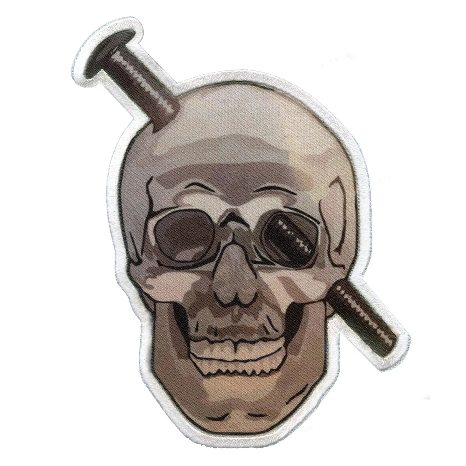 Screwhead Skull Embroidered Iron On Patch