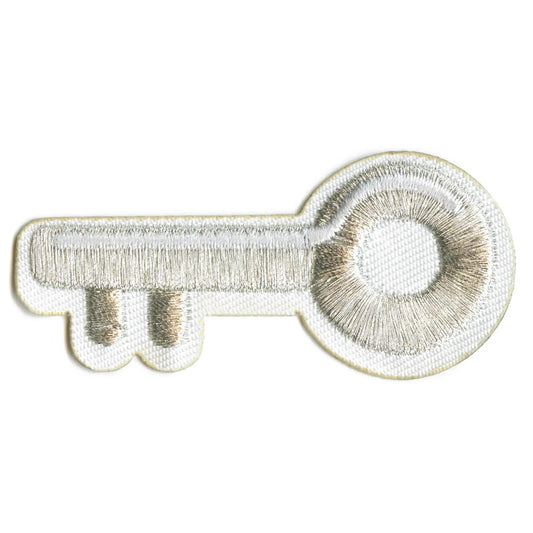 Silver Key Patch Emoji Keyboard Embroidered Iron On 