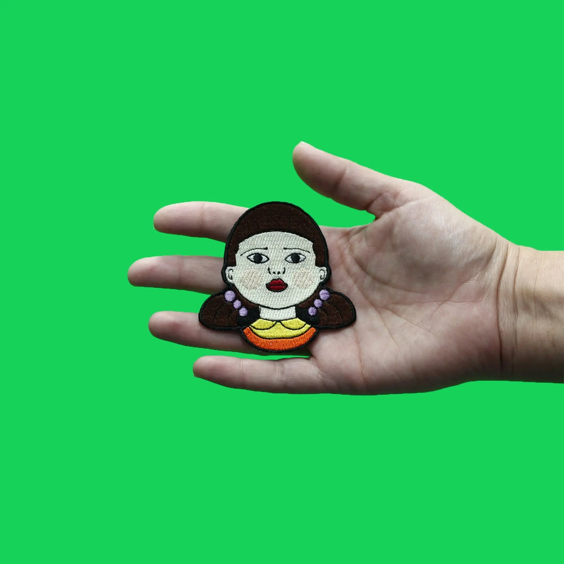 Singing Robot Doll Face Patch Red Green Light Game Embroidered Iron On