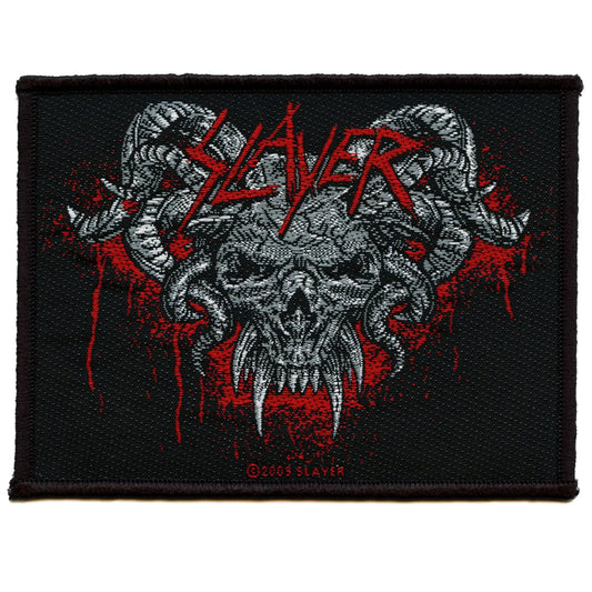 Slayer Demon Horns Skull Patch Heavy Metal Band Woven Iron On